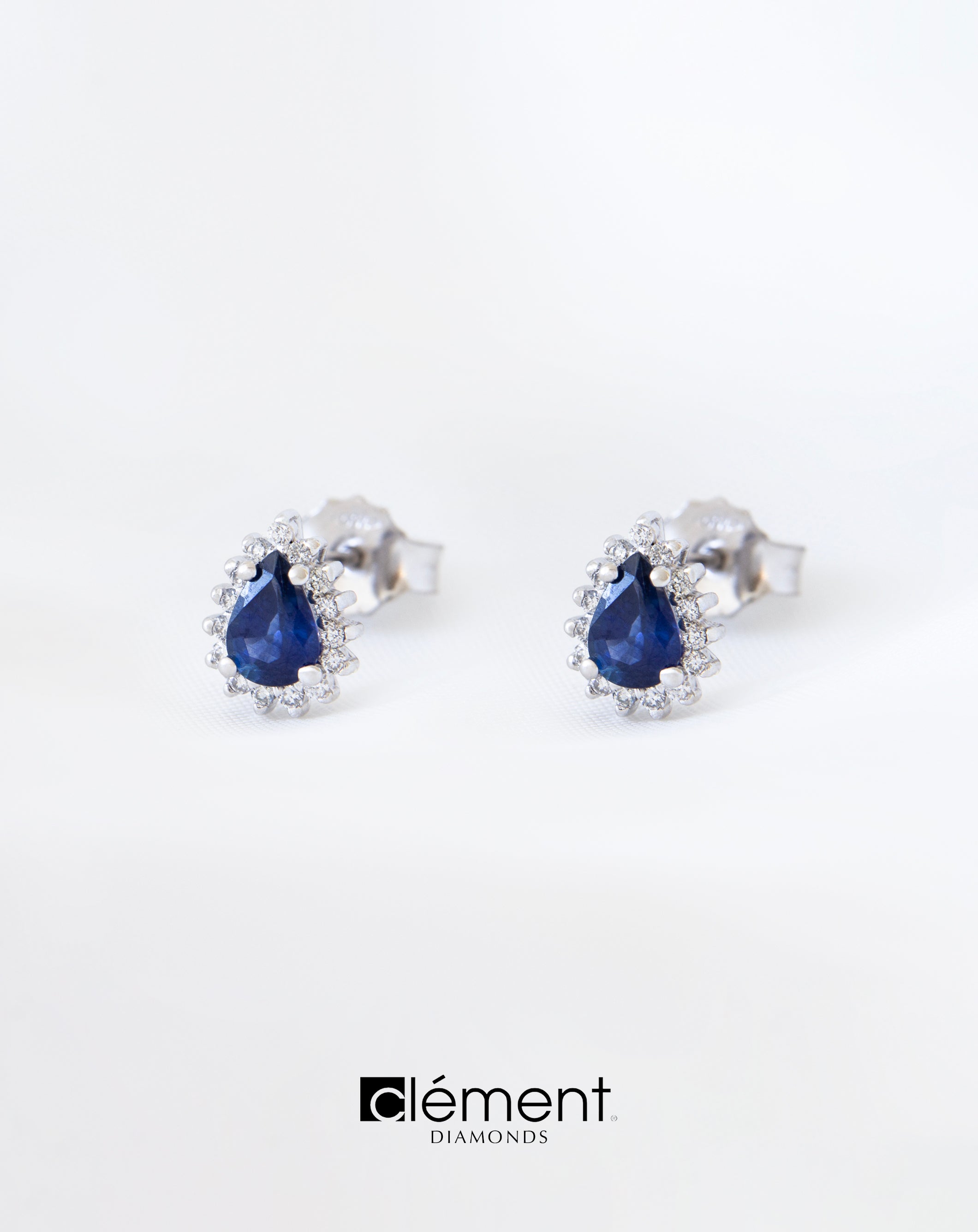 18ct White Gold Diamond and Blue Sapphire Earrings