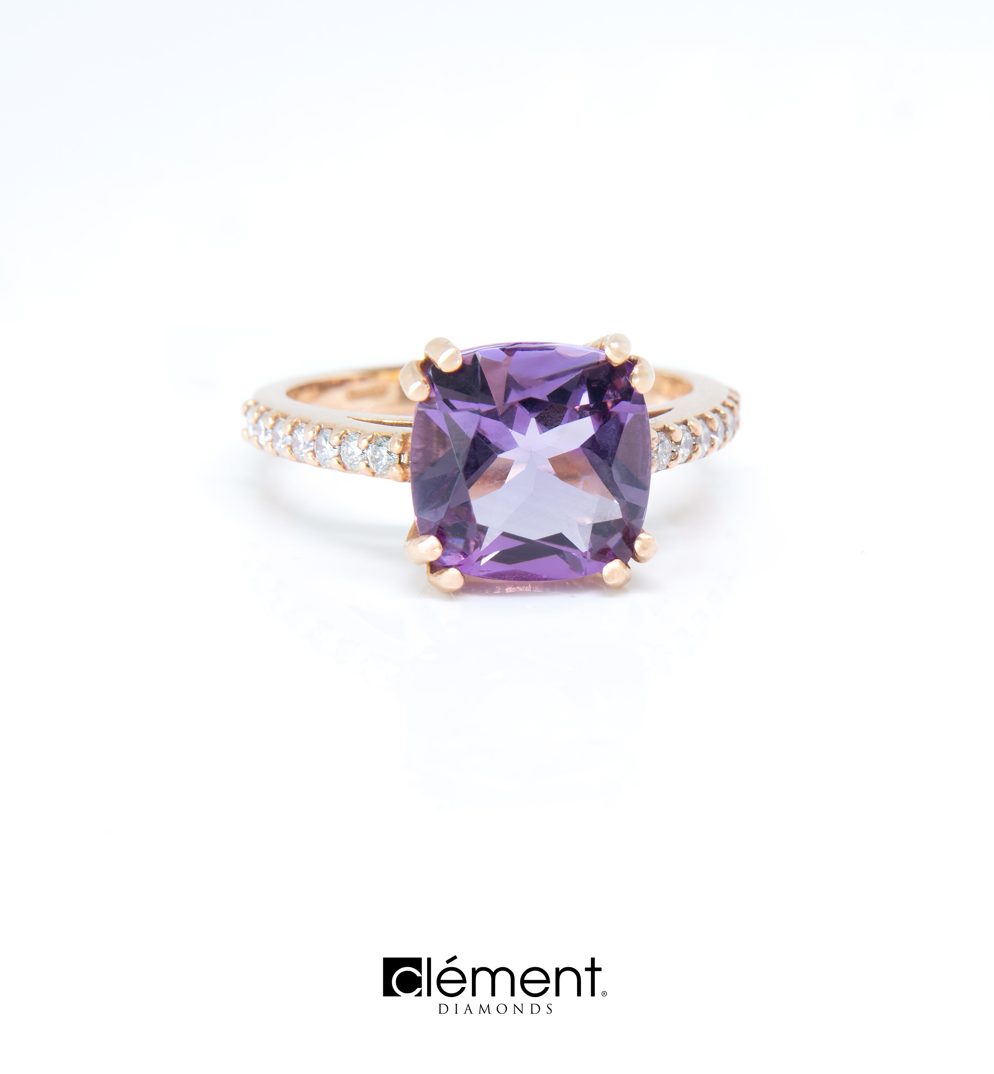 18ct Rose Gold Diamond and Amethyst Ring