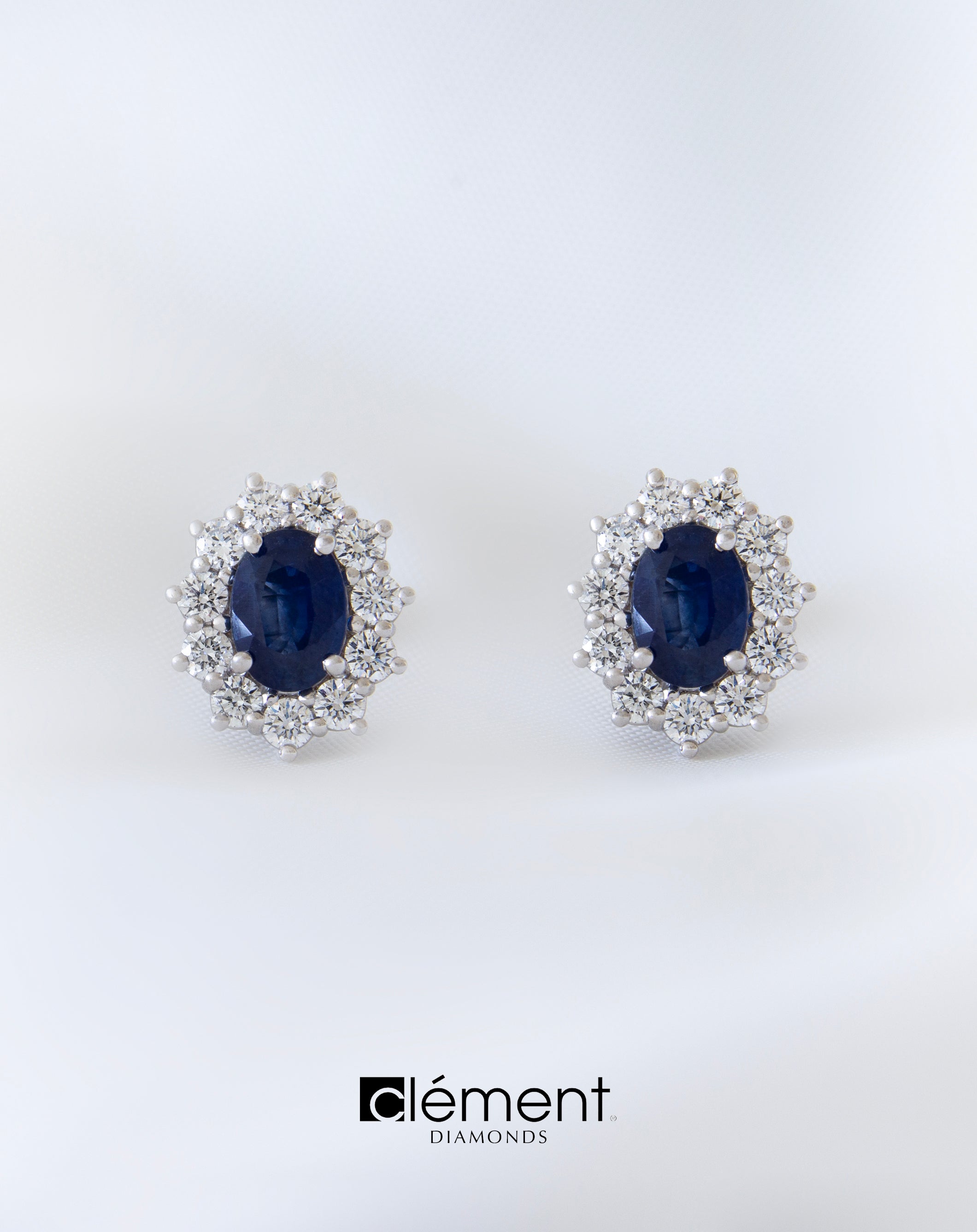 18ct White Gold Diamond and Blue Sapphire Earrings