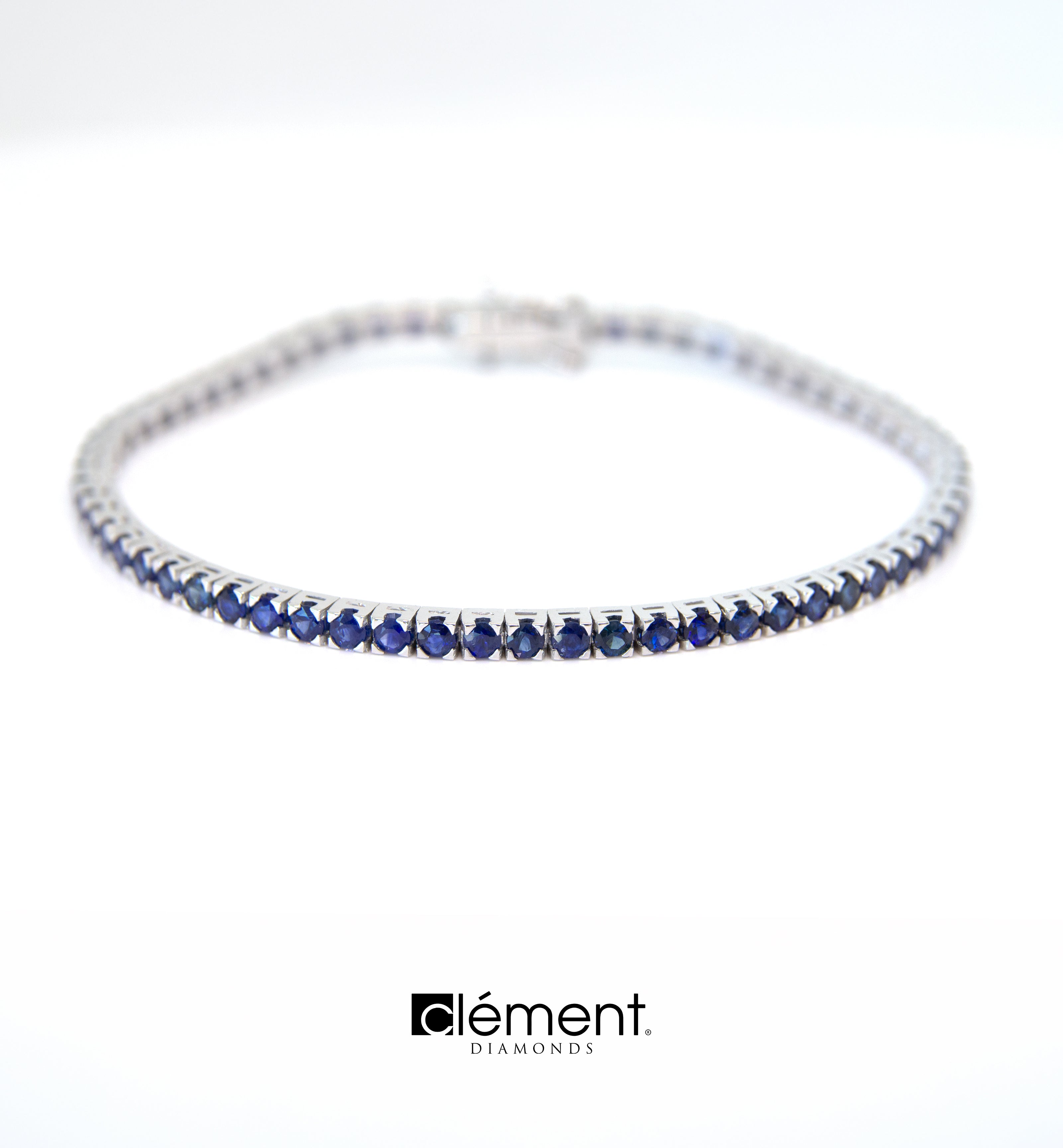 18ct White Gold Blue Sapphire Tennis Bracelet