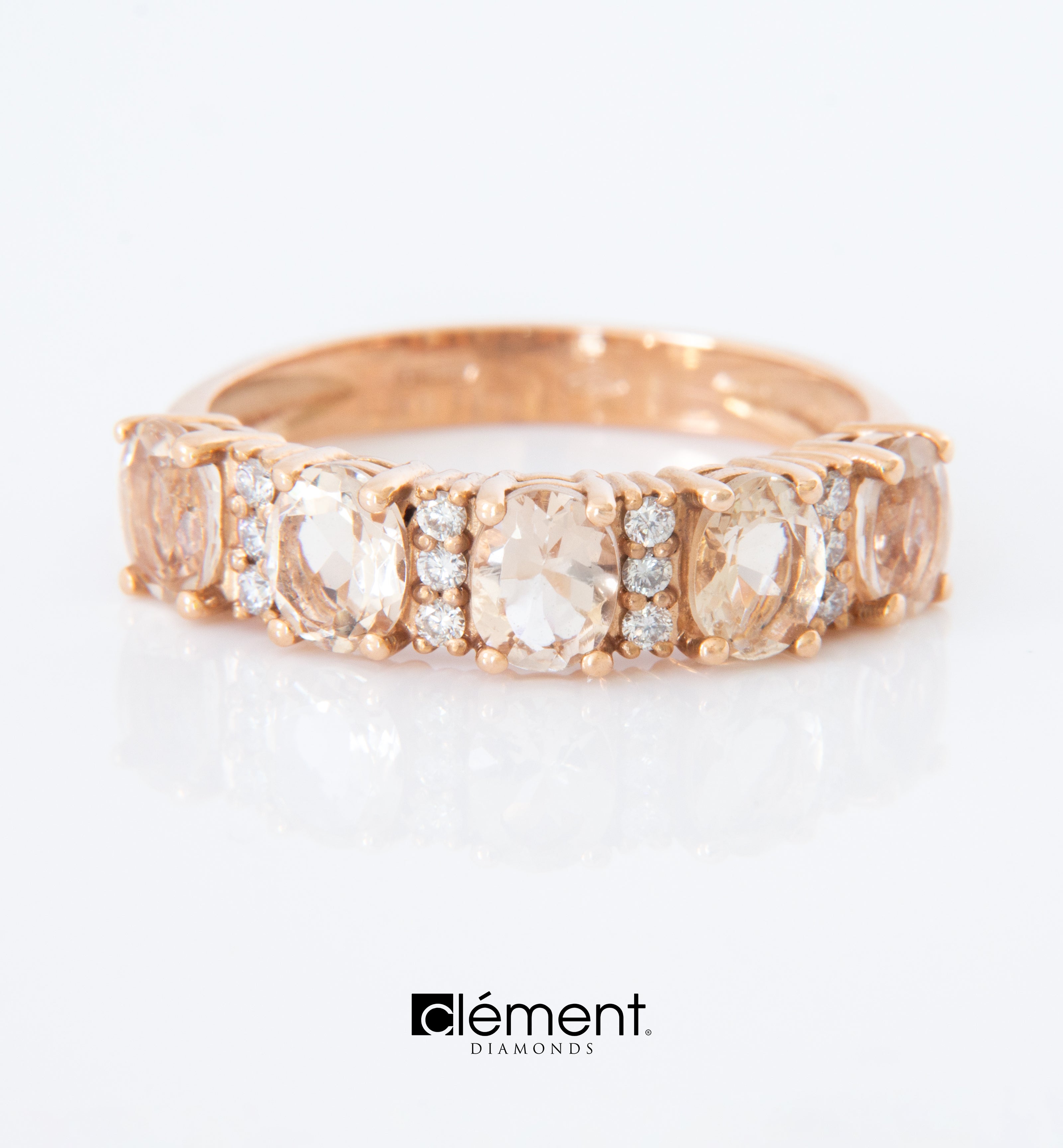 18ct Rose Gold Diamond and Morganite Ring