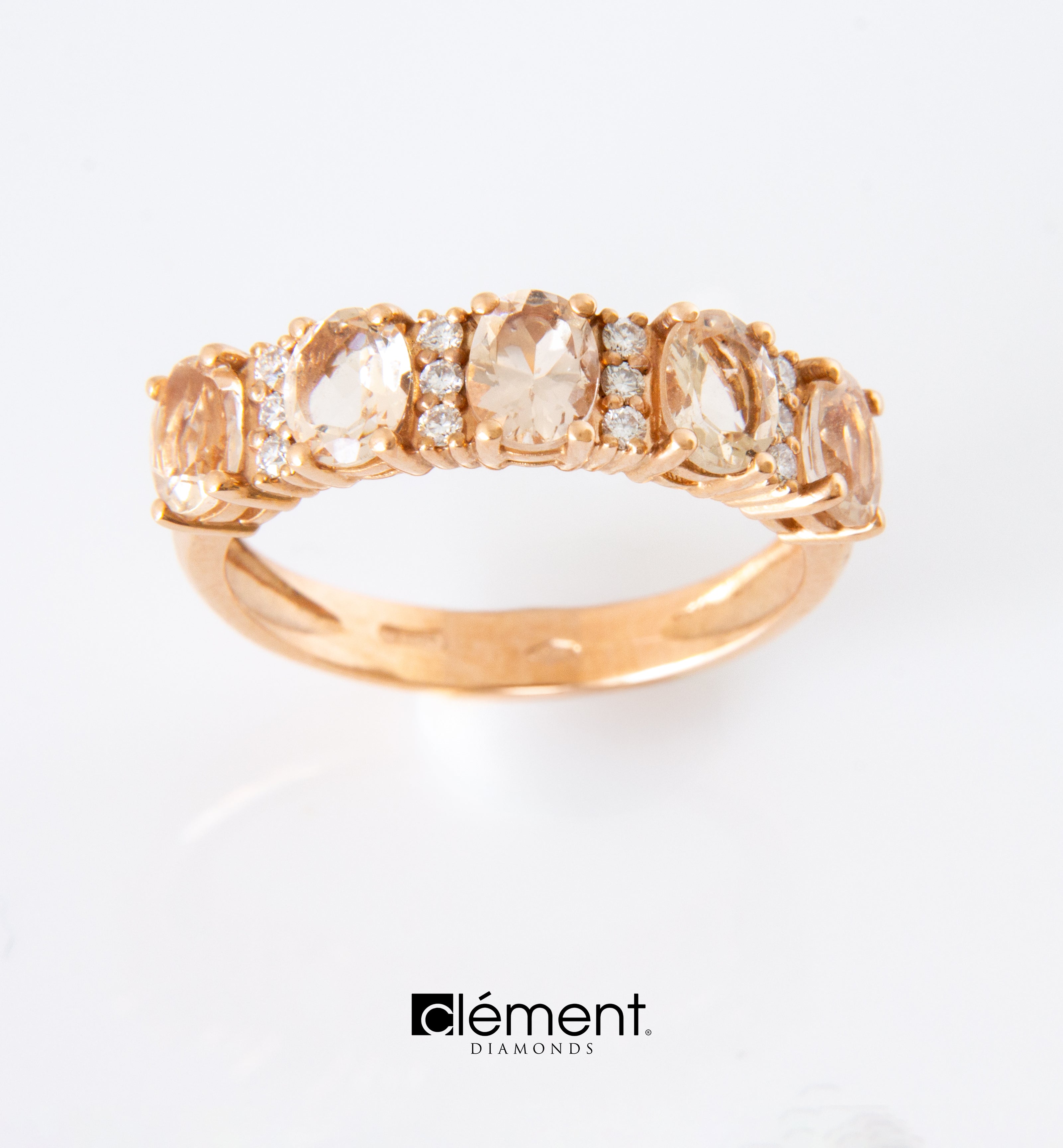 18ct Rose Gold Diamond and Morganite Ring
