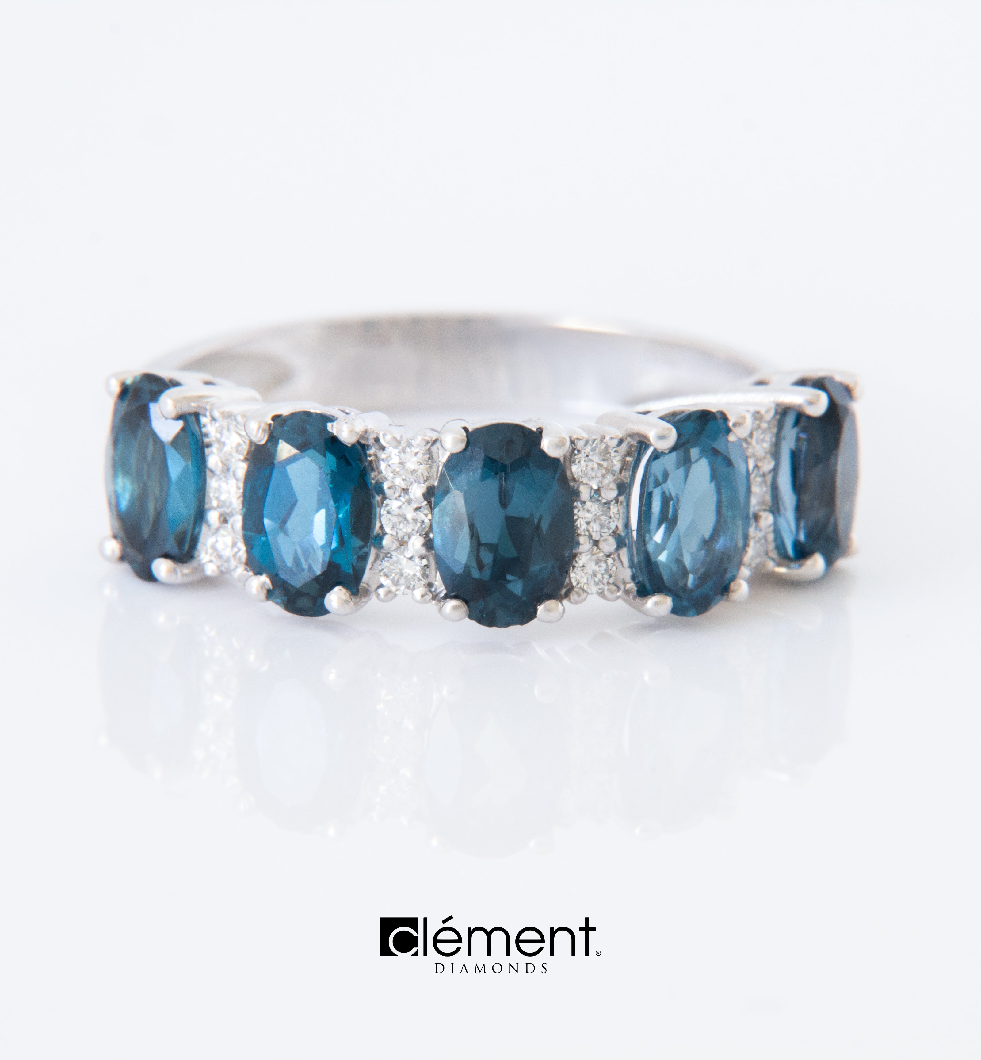 18ct White Gold Diamond and London Blue Topaz Ring