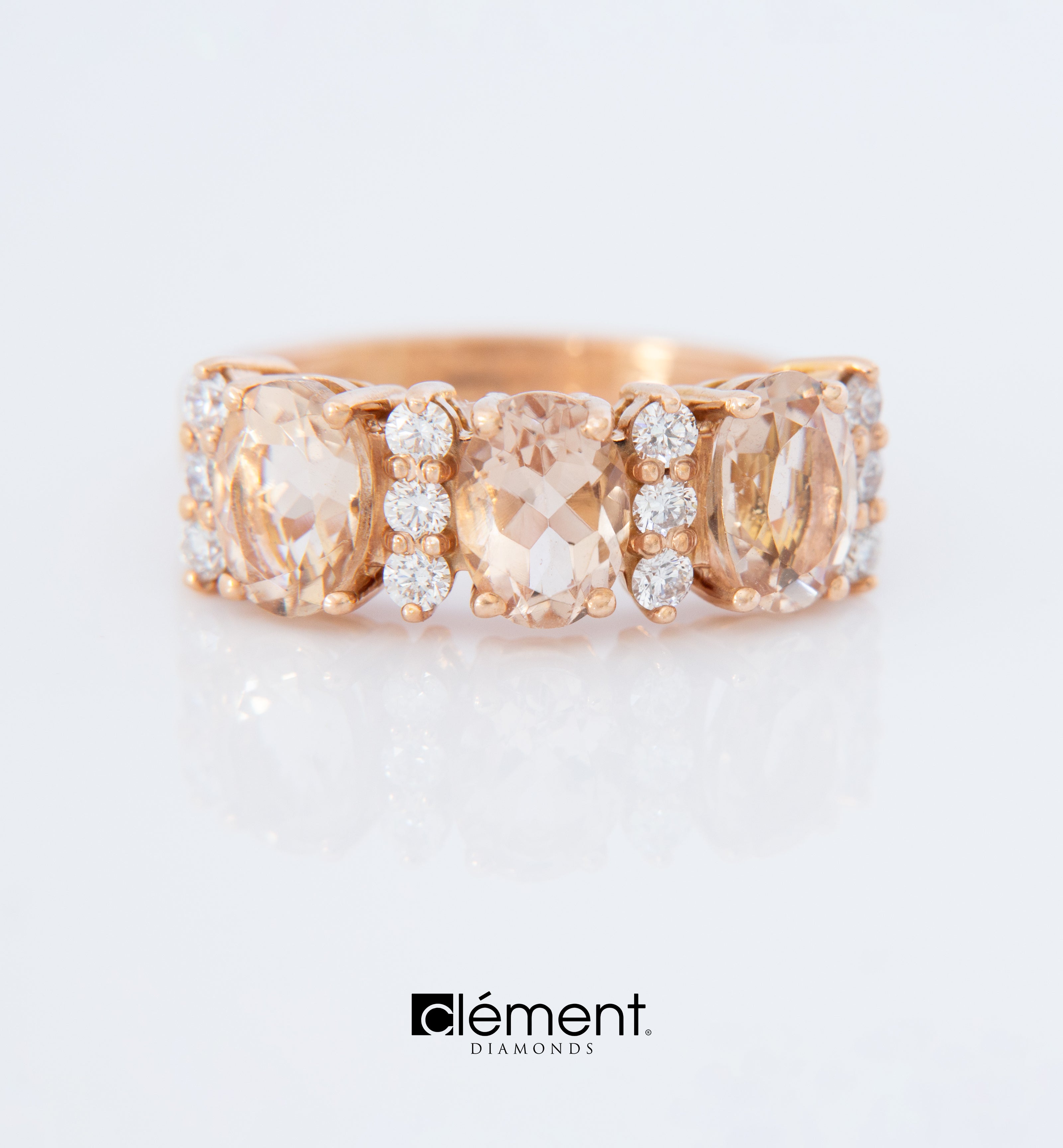 18ct Rose Gold Diamond and Morganite Ring