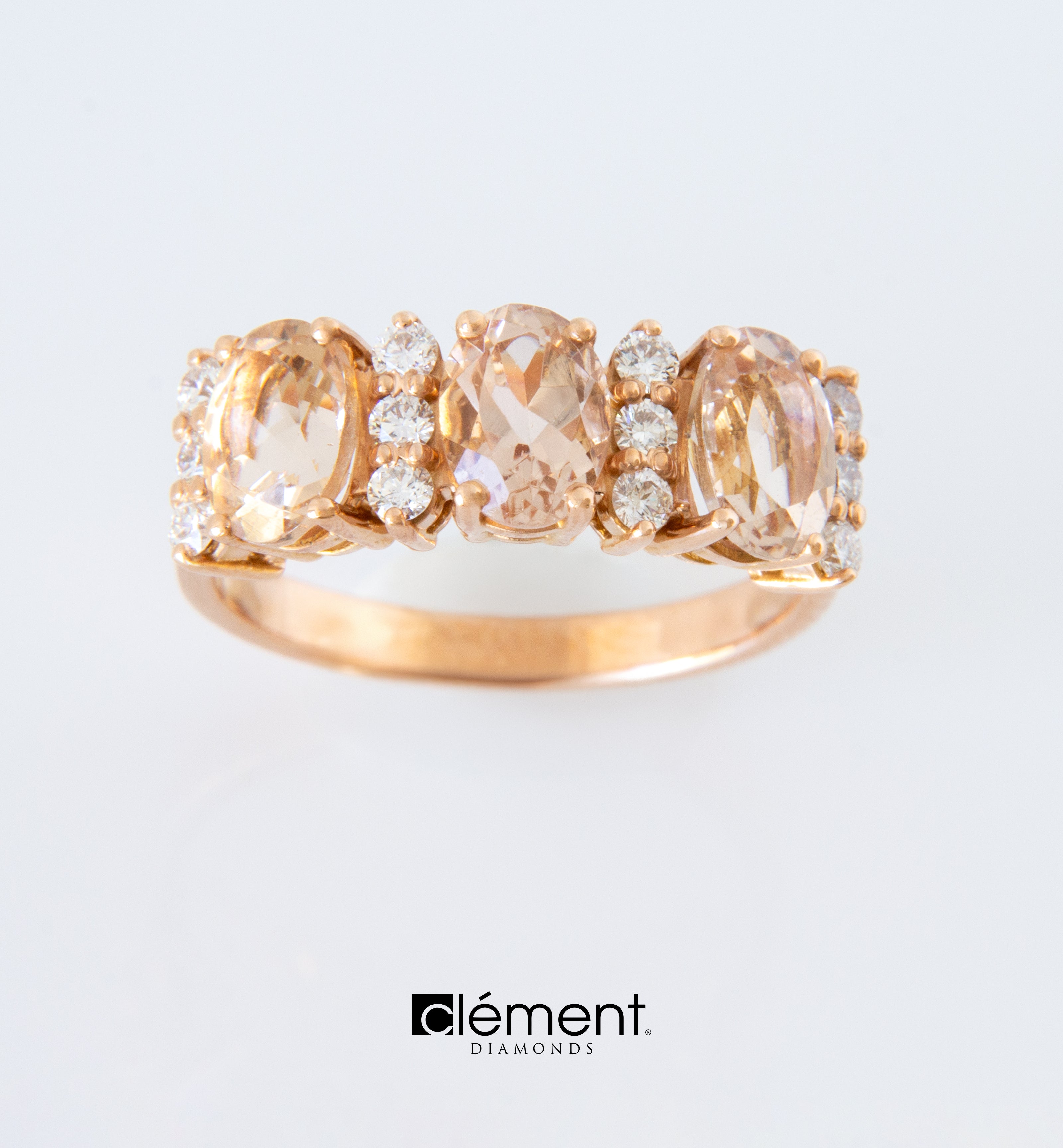 18ct Rose Gold Diamond and Morganite Ring