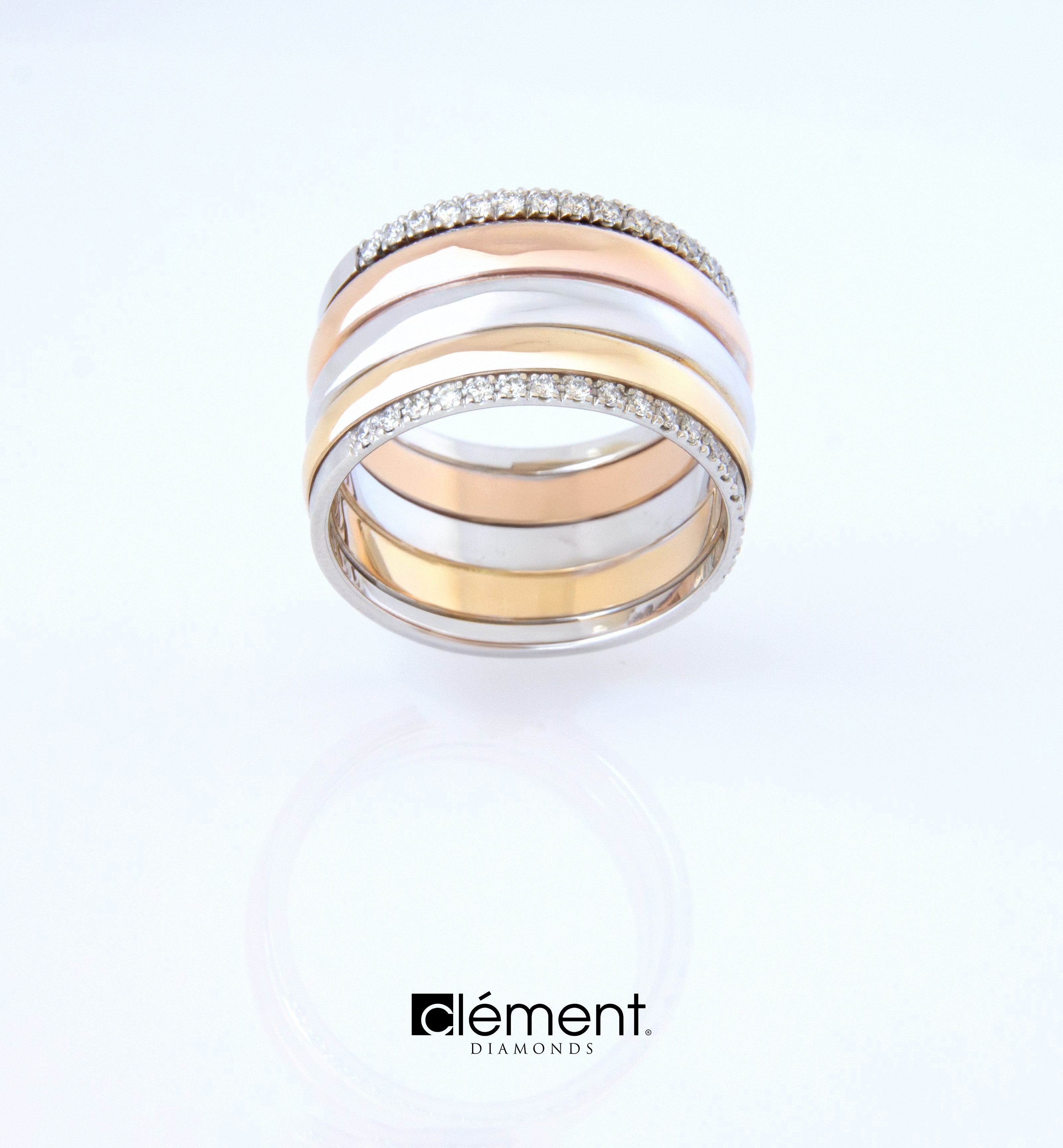 18ct Gold 3-Colour Diamond Ring