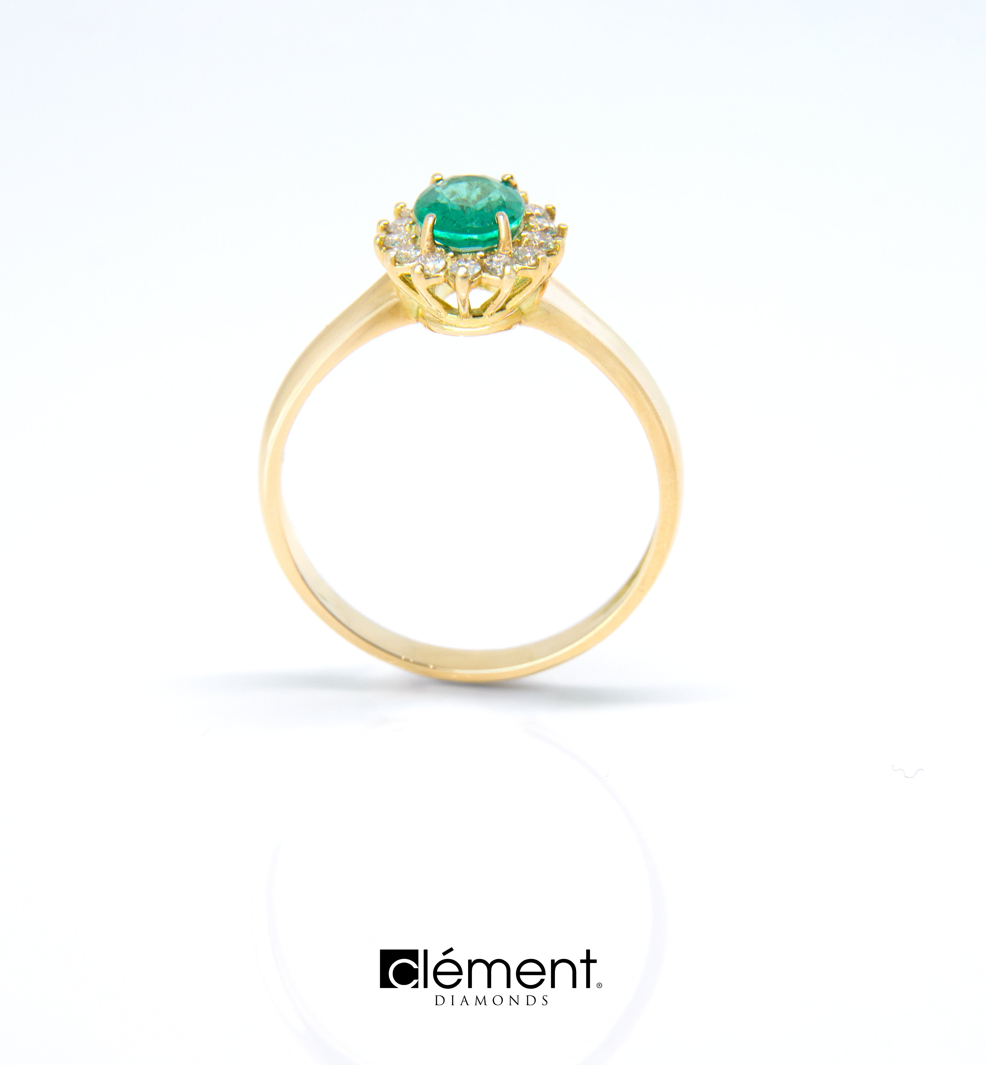 18ct Yellow Gold Diamond and Emerald Ring