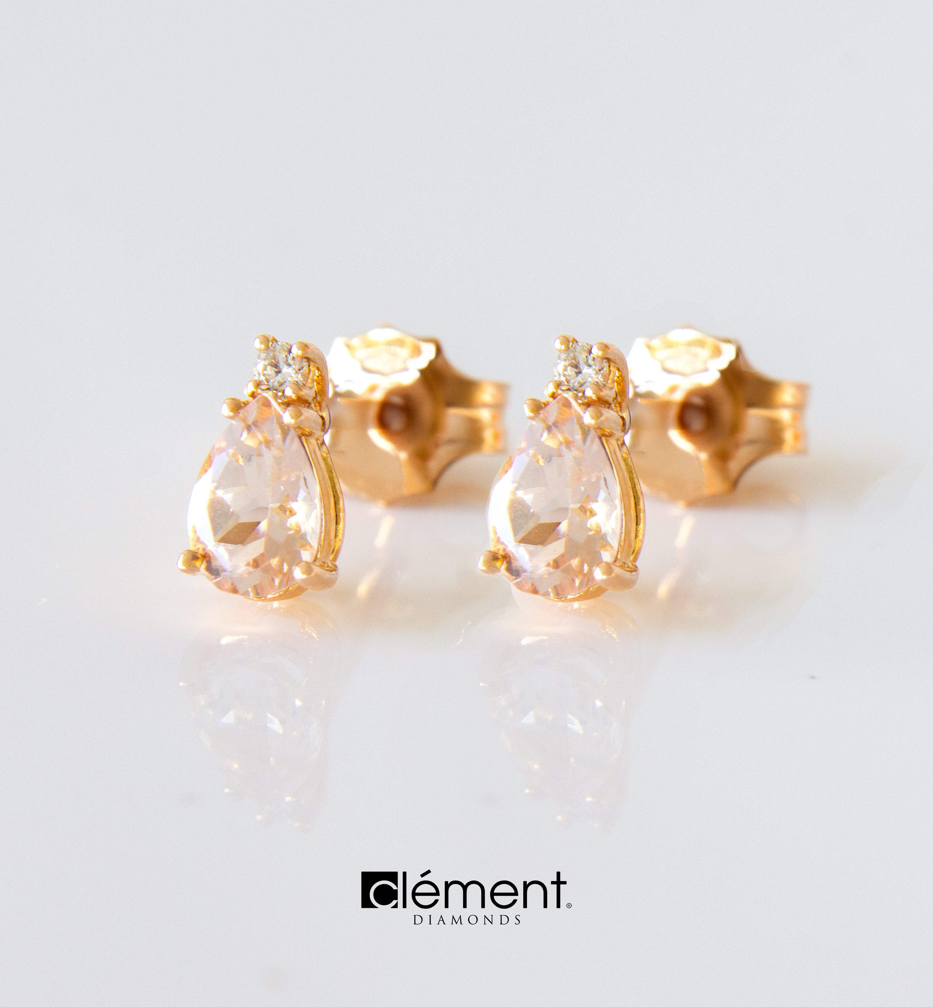 18ct Rose Gold Diamond and Morganite Earrings