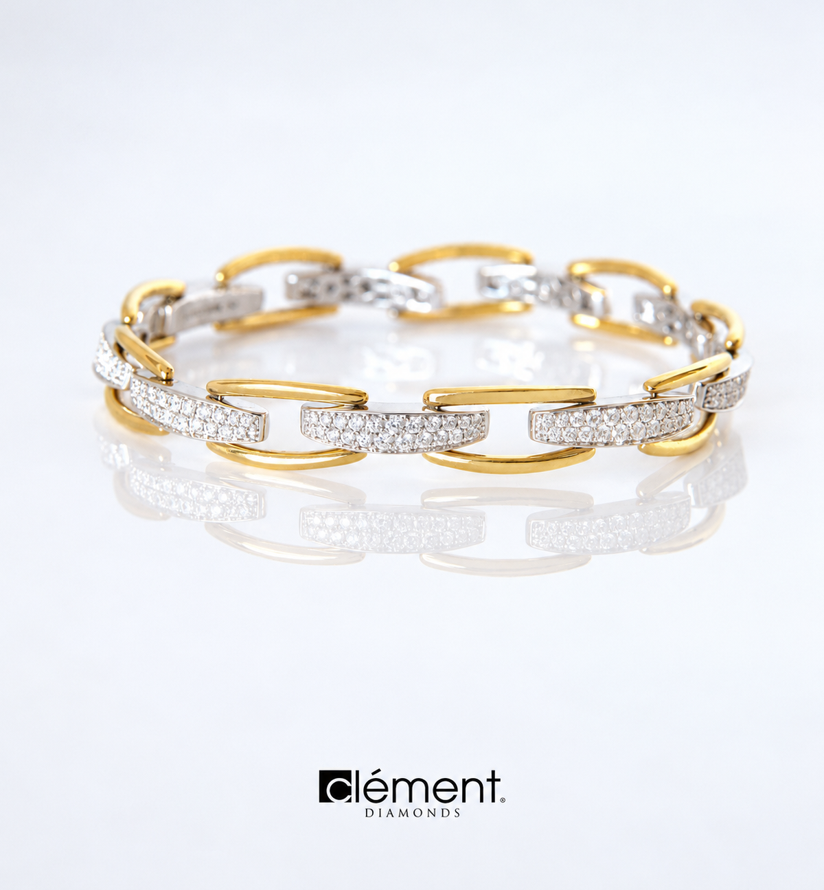 18ct Gold Two-Tone Natural Diamond Link Design Bracelet