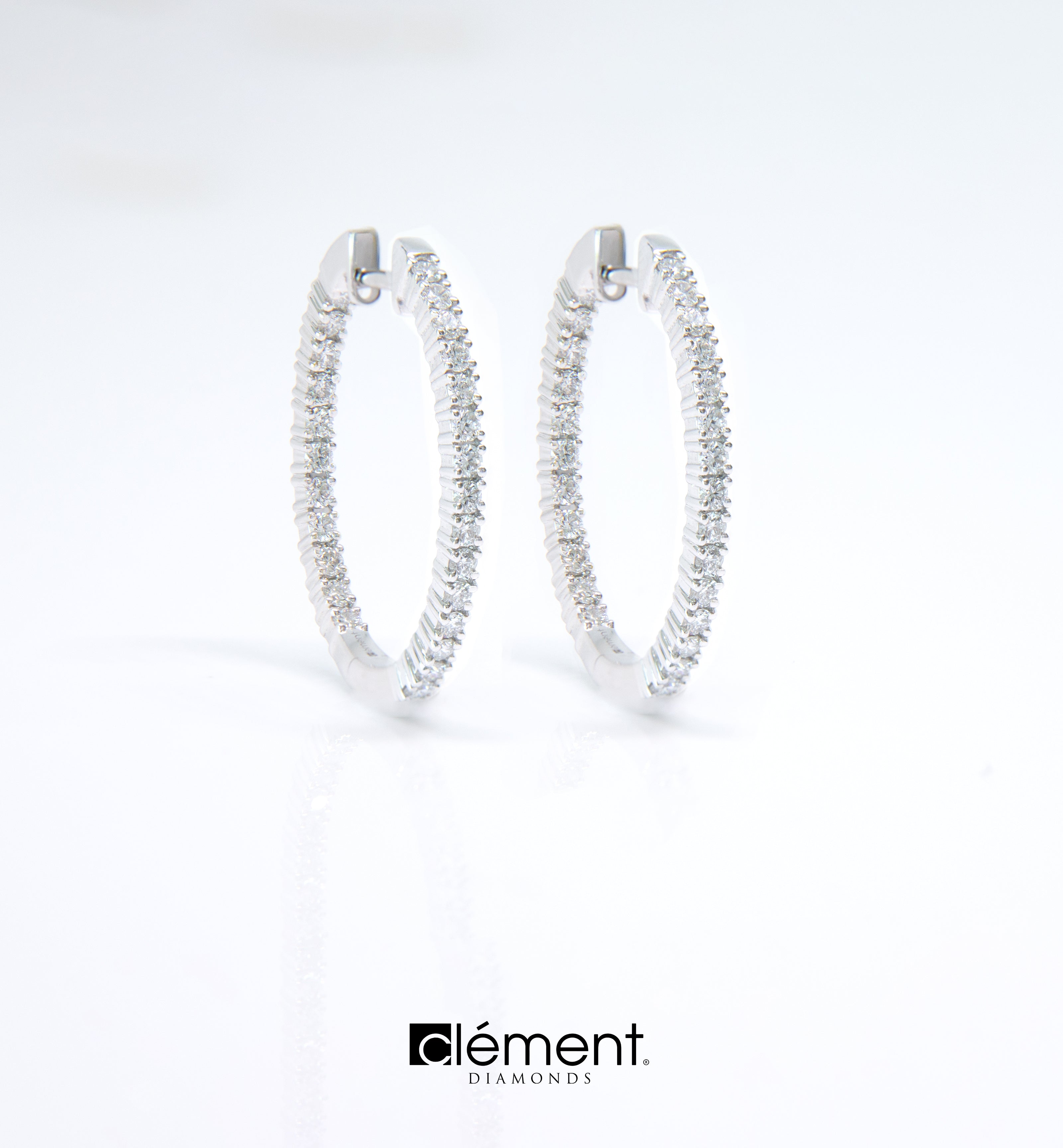 18ct White Gold Natural Diamond Hoop Earrings