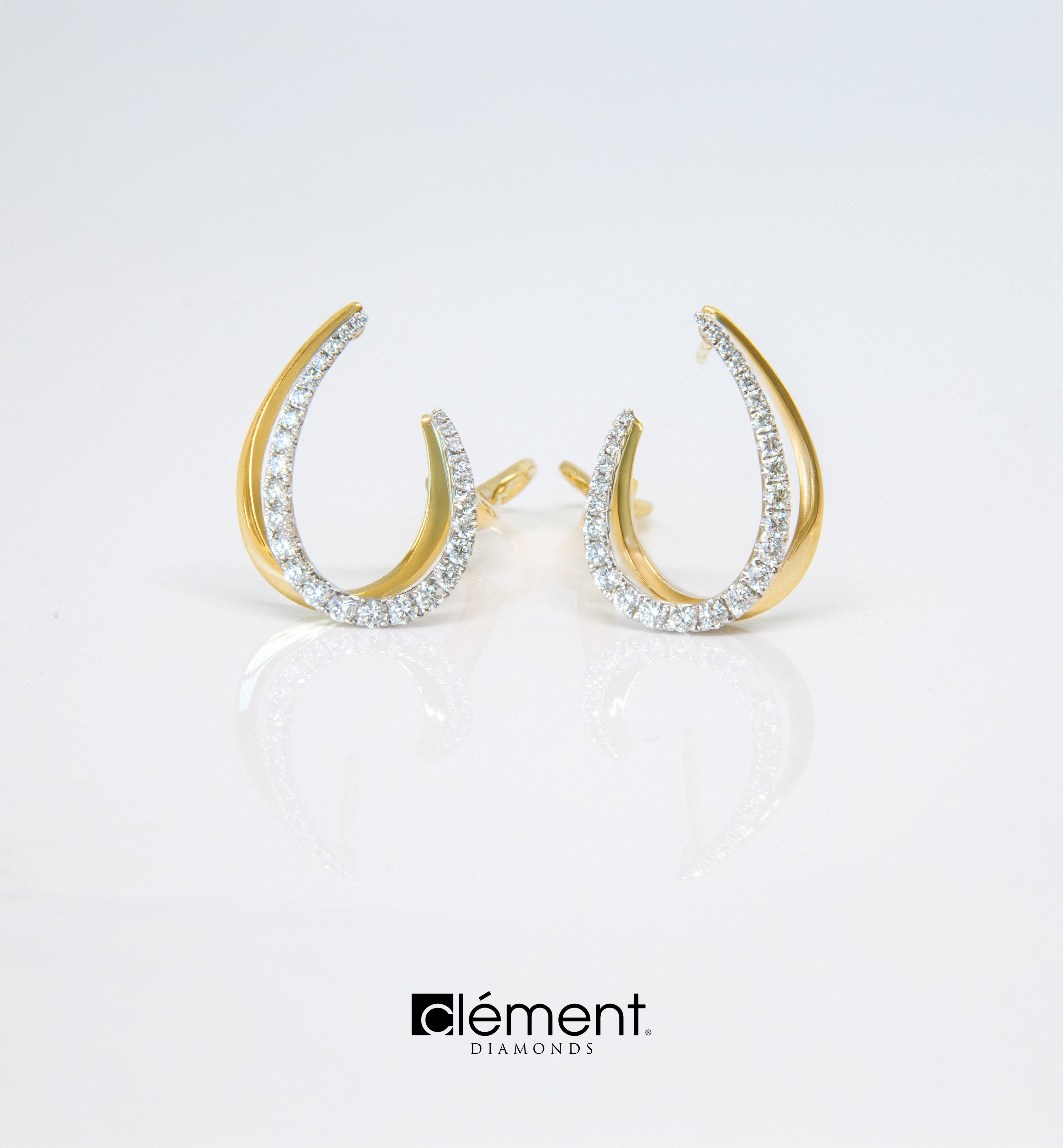 18ct Gold Two-Tone Diamond Design Earrings