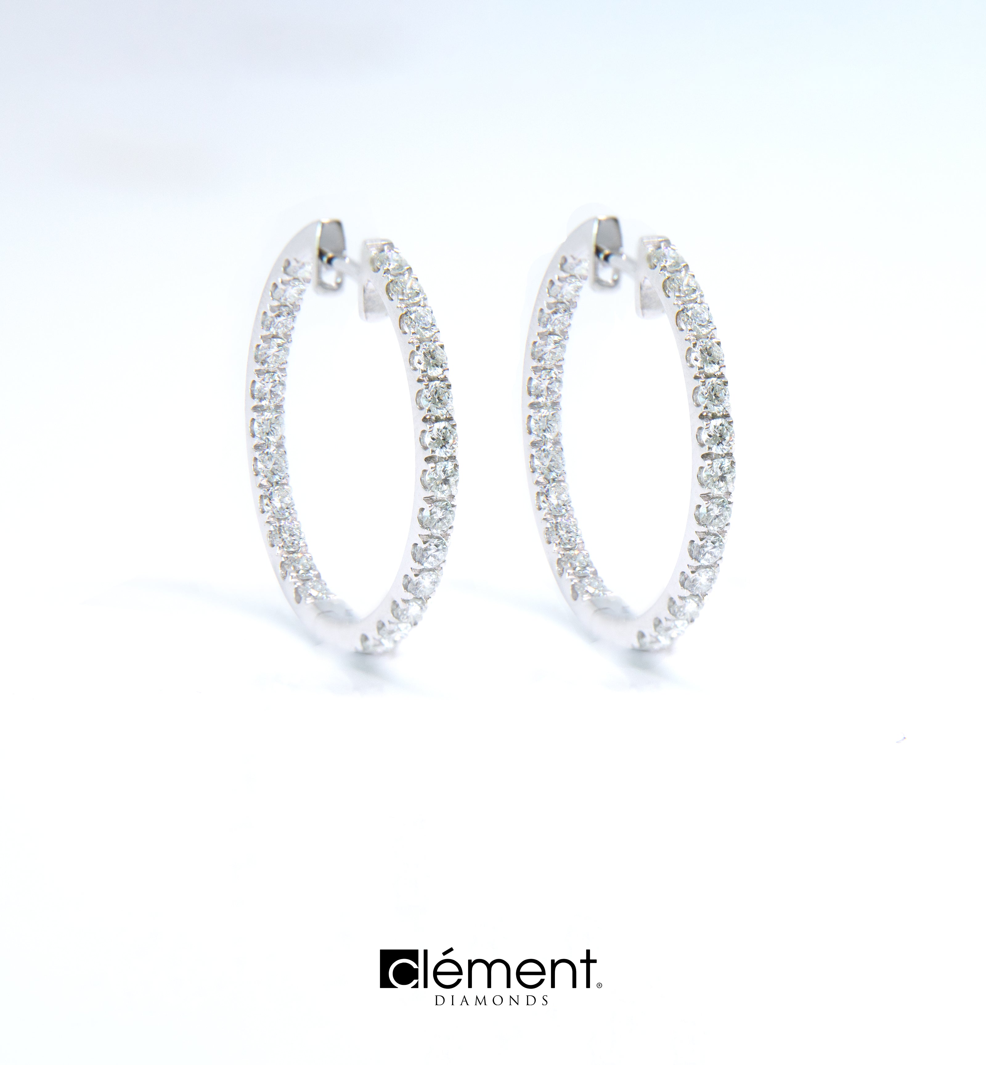 18ct White Gold Natural Diamond Hoop Earrings