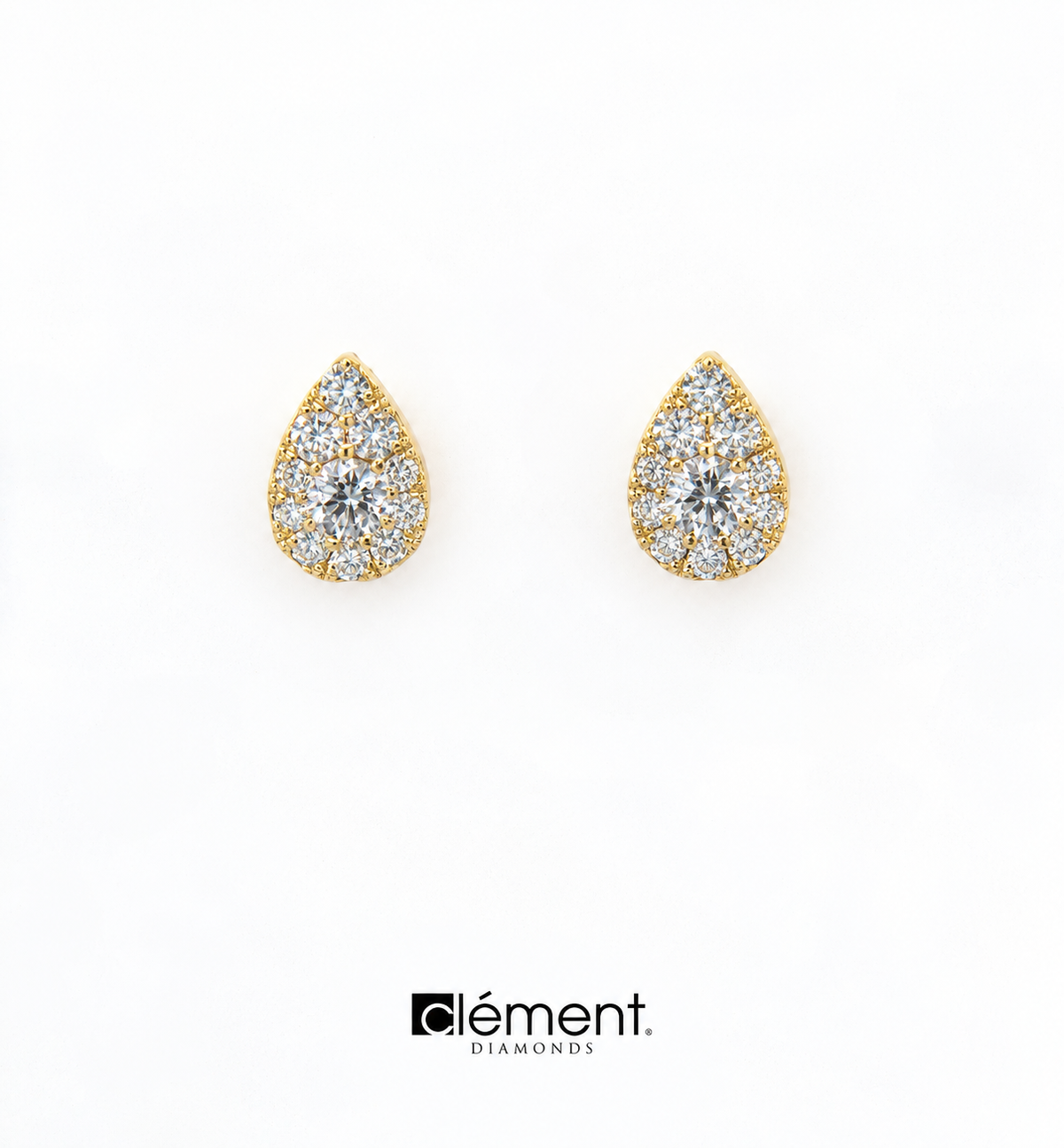 18ct Yellow Gold Natural Cluster of Diamond Earrings