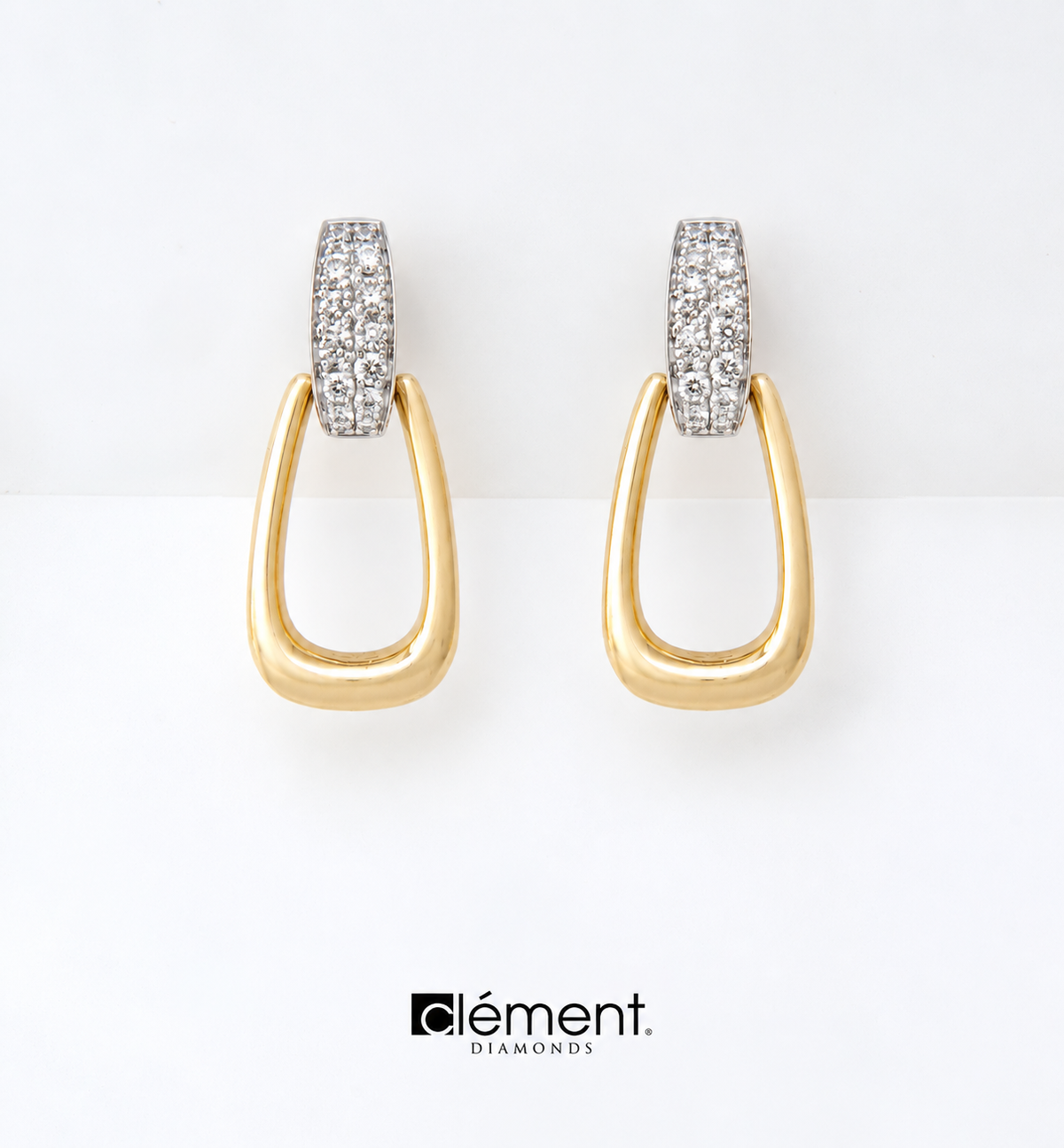 18ct Gold Two-Tone Diamond Design Earrings