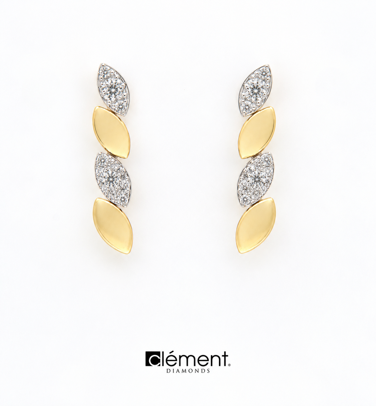 18ct Gold Two-Tone Natural Diamond Earrings