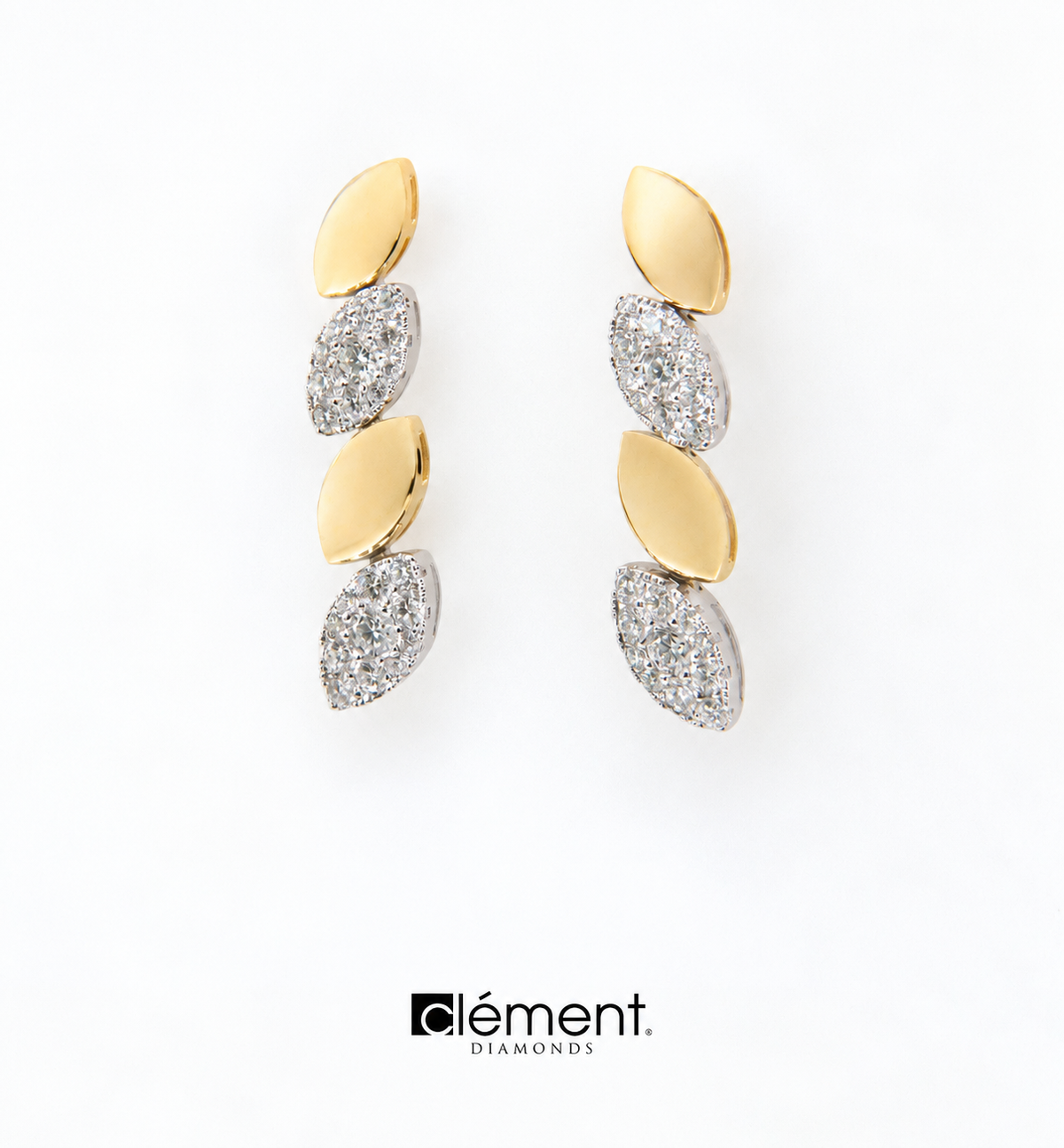 18ct Gold Two-Tone Natural Diamond Earrings