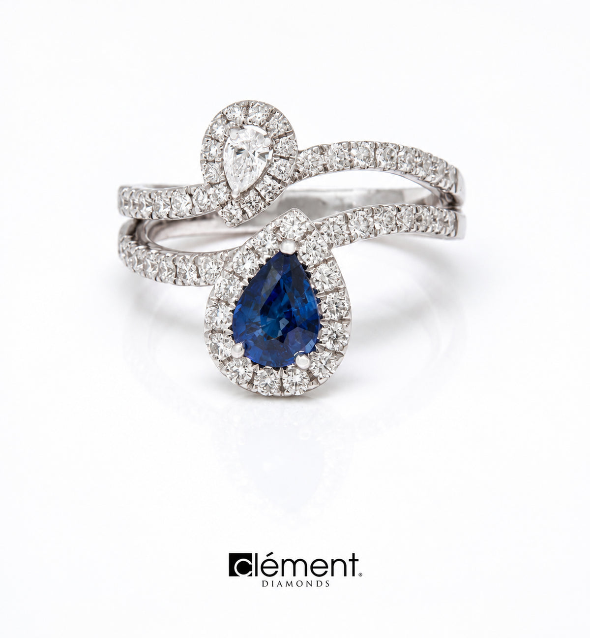 18ct White Gold Diamond and Blue Sapphire Ring