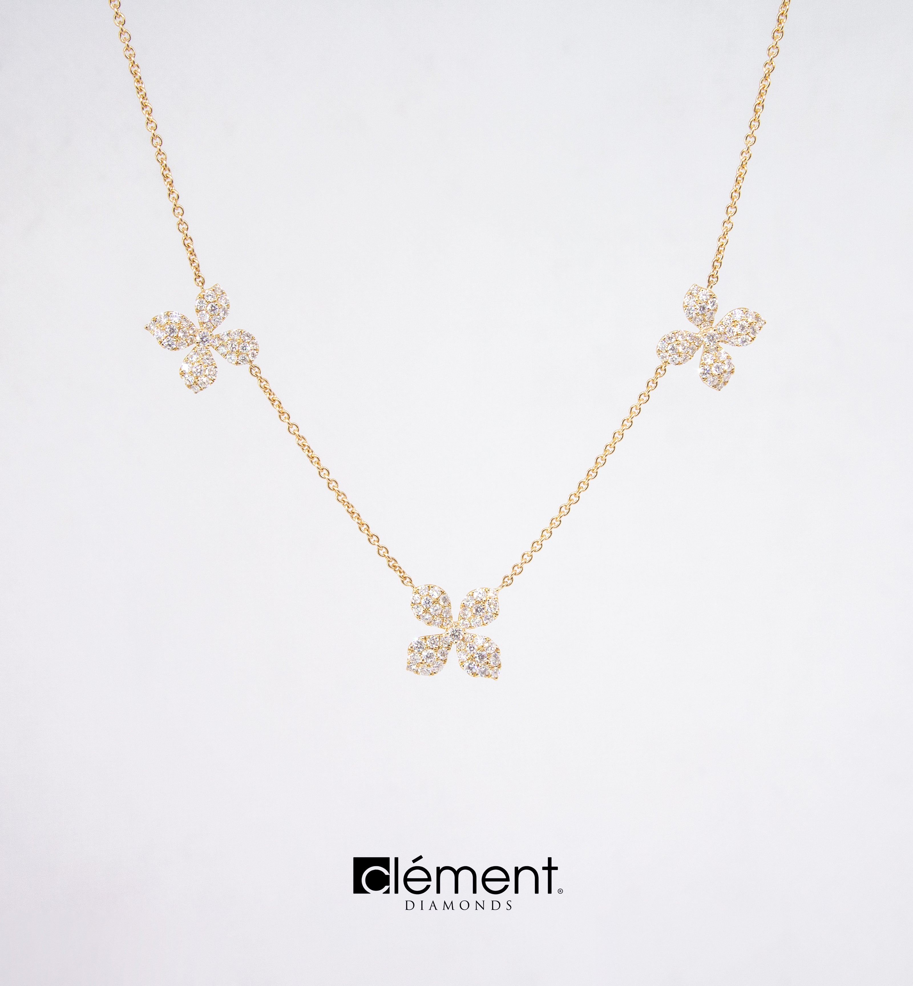 18ct Yellow Gold Diamond Flower Design Pendant