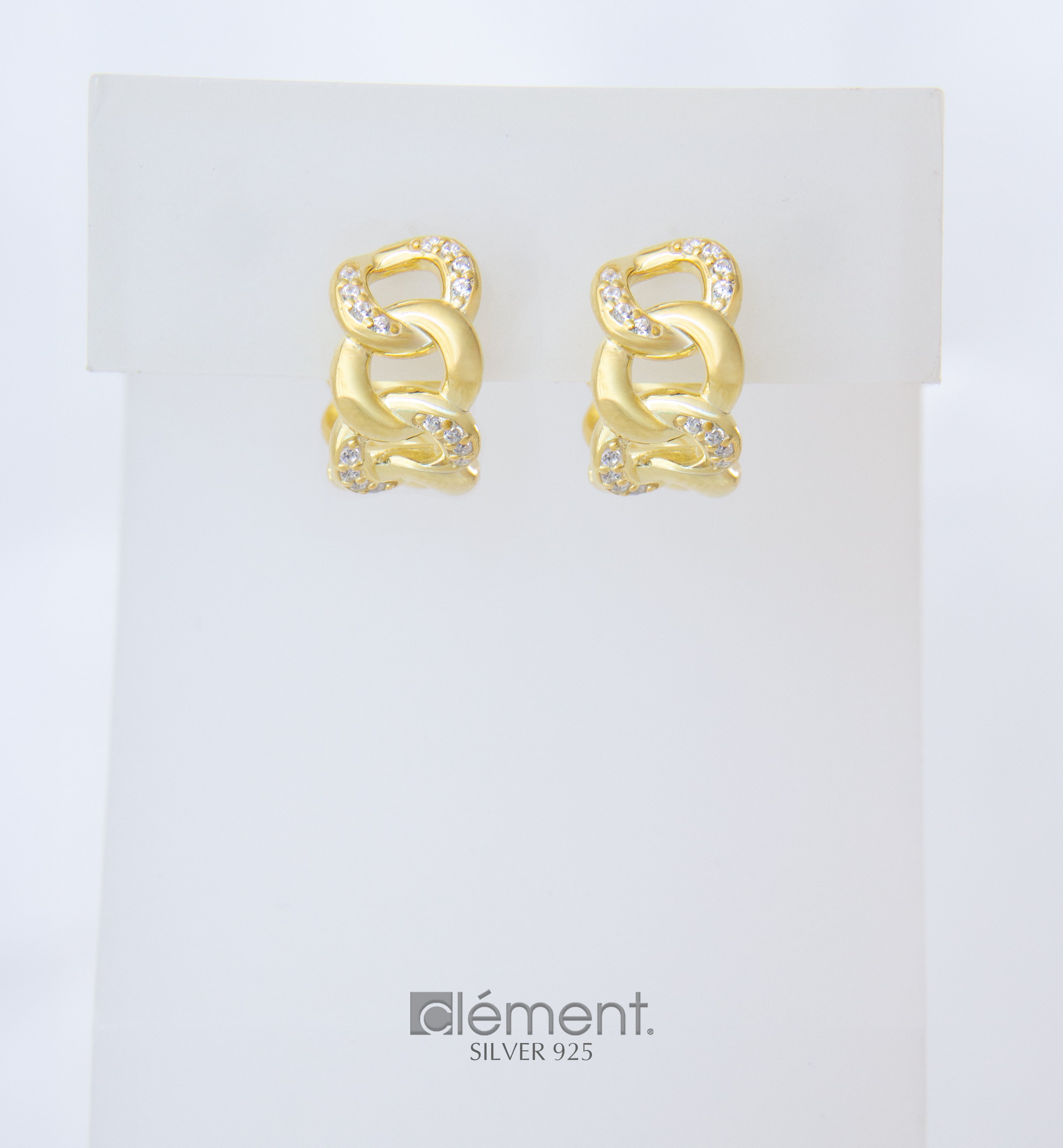 Silver 925 Link Design Hoop Earrings