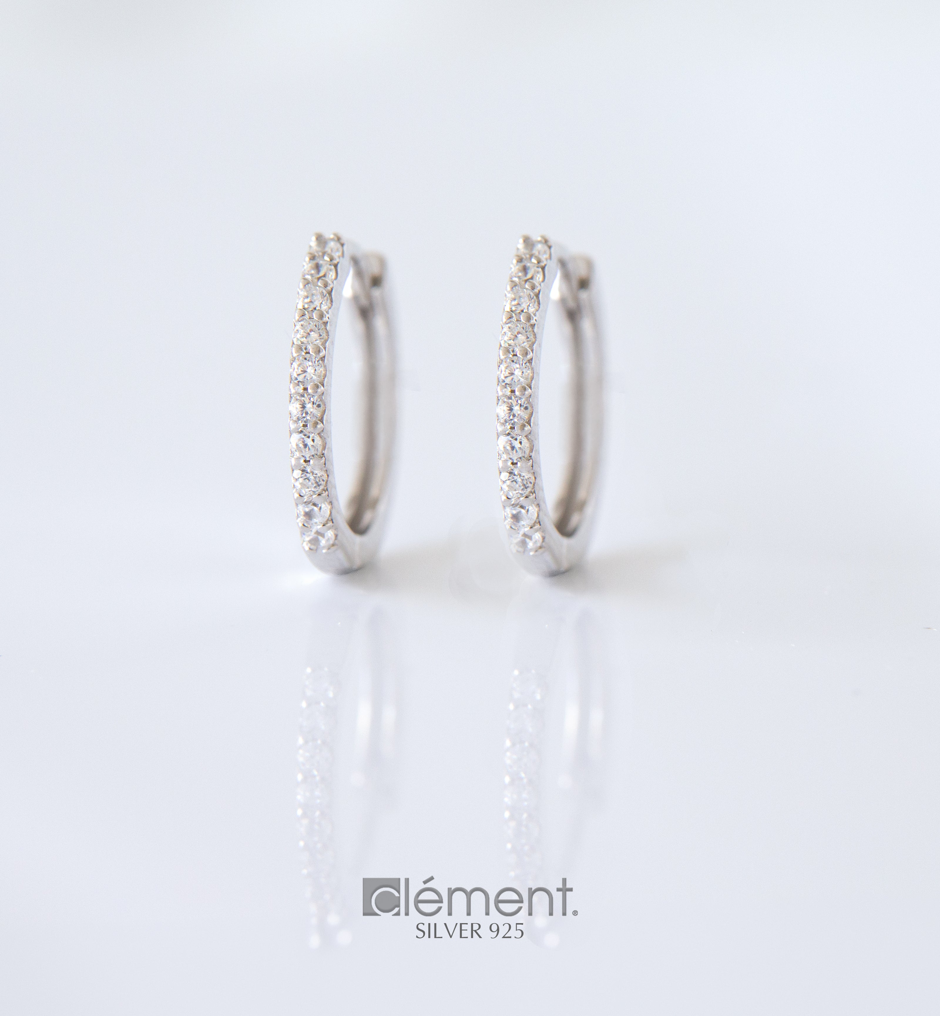 Silver 925 Hoop Earrings with Cubic Zirconia Stones