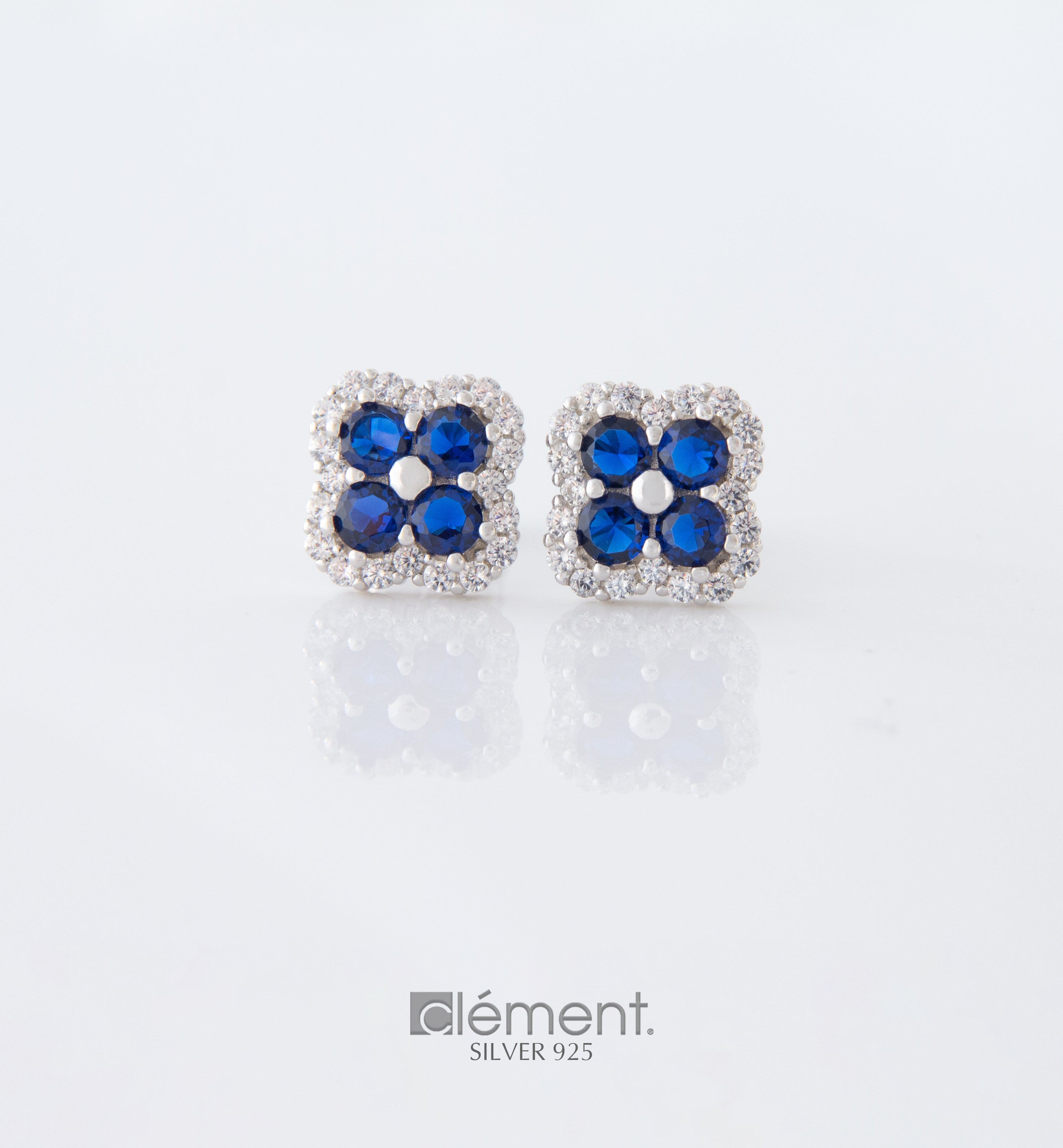 Silver 925 Flower Design Earrings with CZ Stones