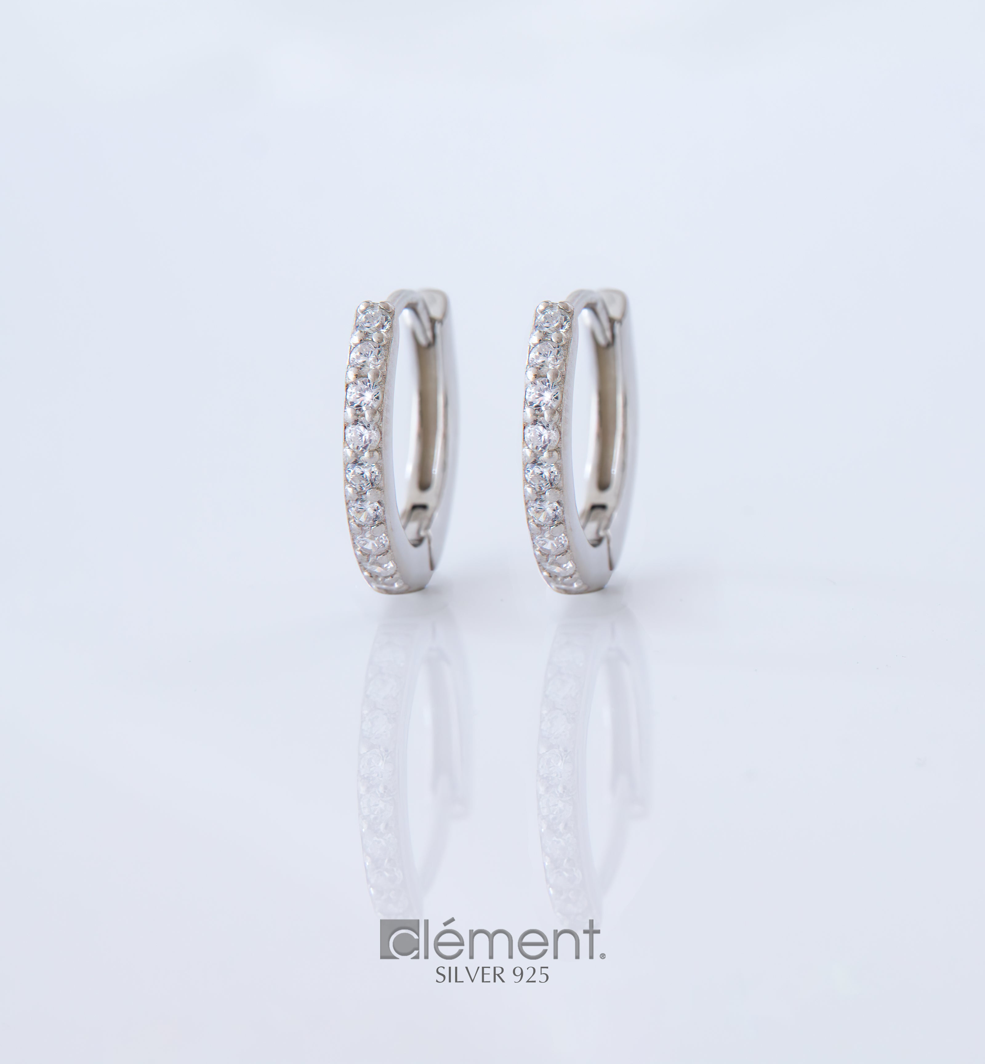 Silver 925 Hoop Earrings with CZ Stones