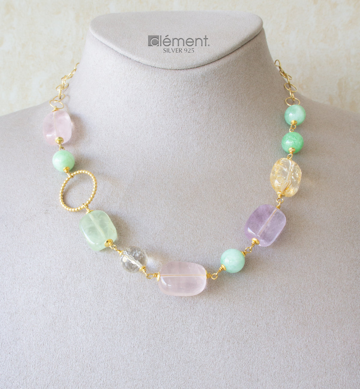 Silver 925 Necklace with Semi-Precious Stones