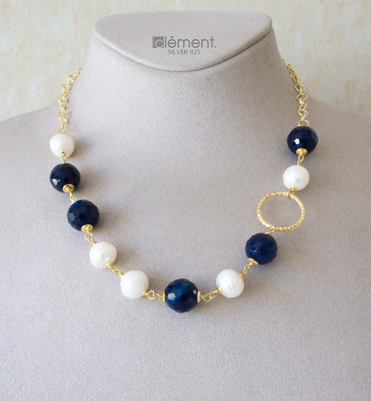 Silver 925 Necklace with Semi-Precious Stones and FW Cultured Pearls
