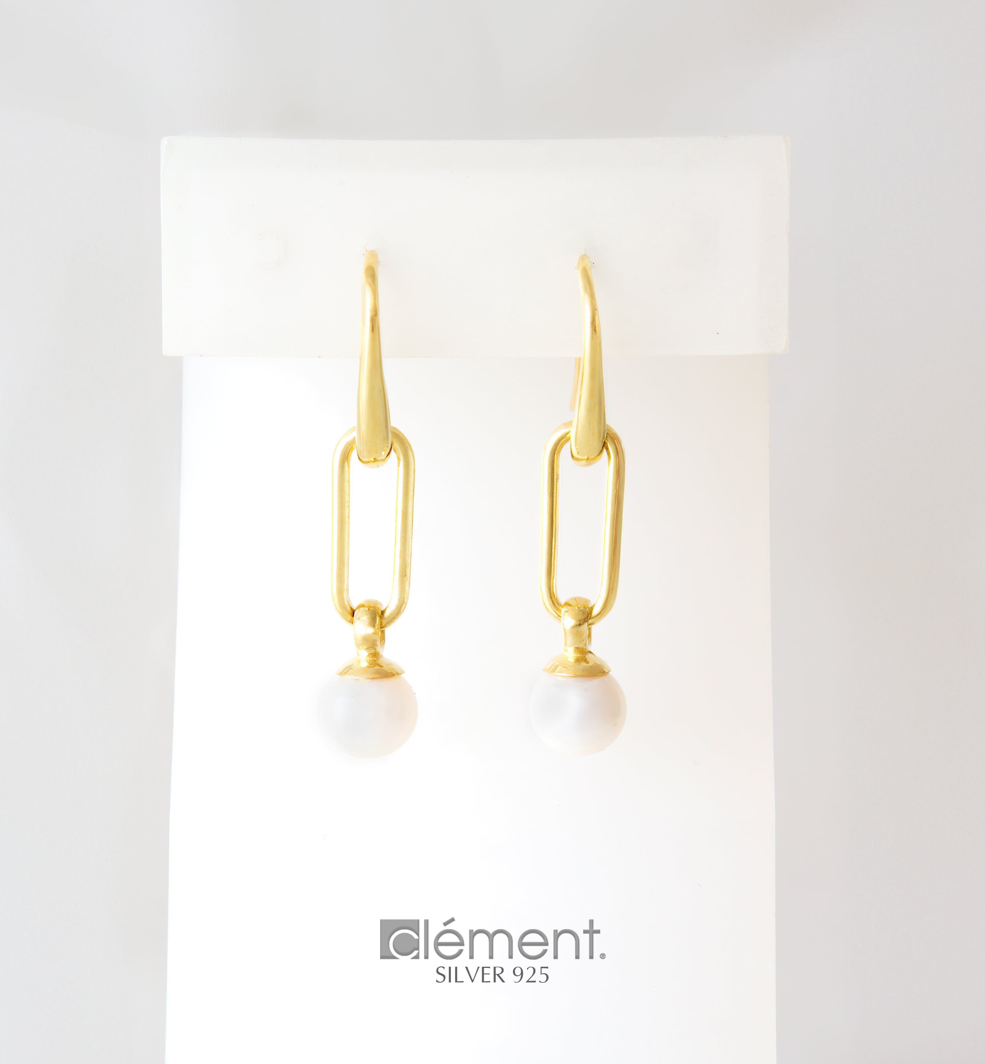 Silver 925 Link Earrings with FW Cultured Pearls