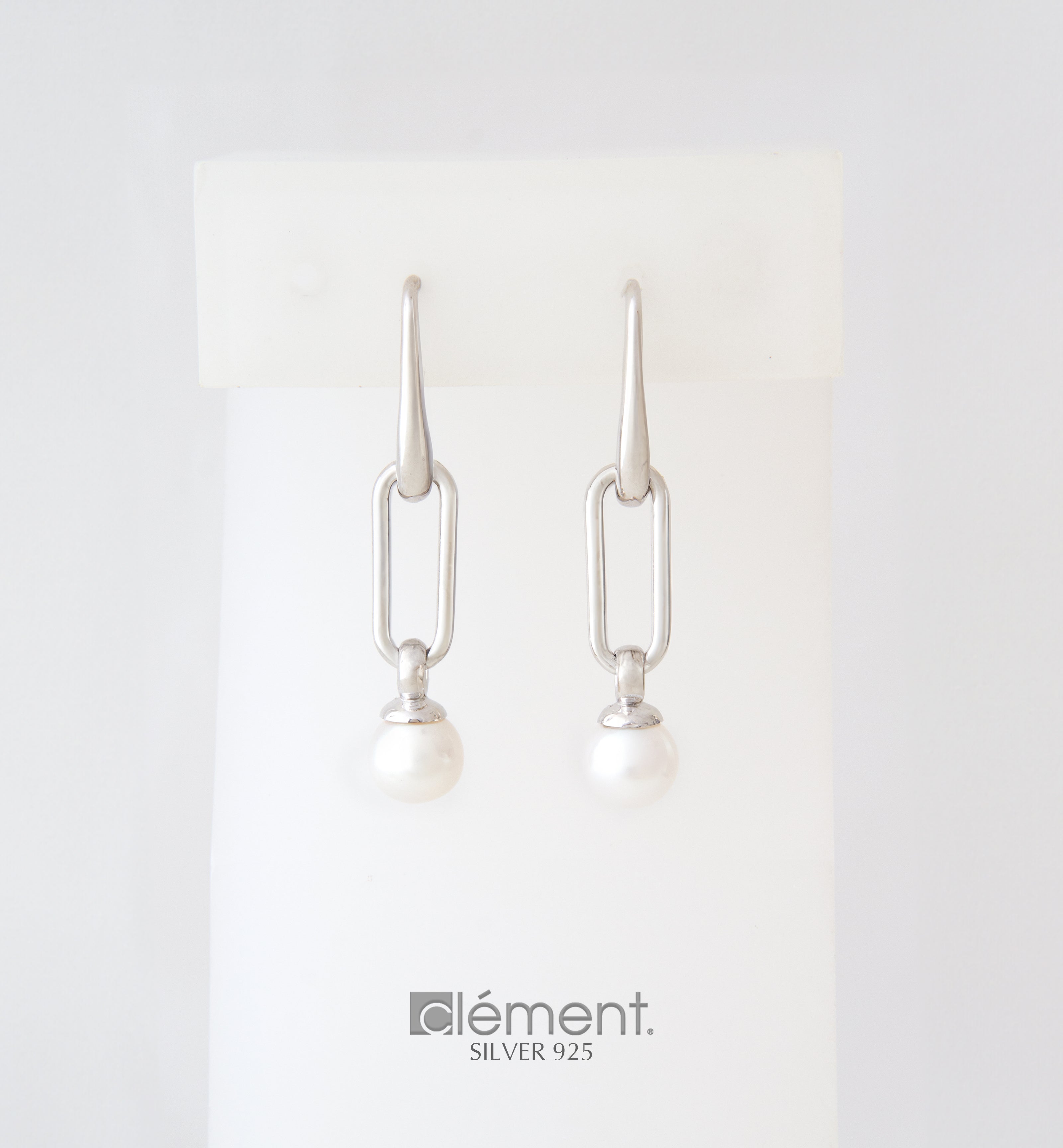 Silver 925 Link Earrings with FW Cultured Pearls
