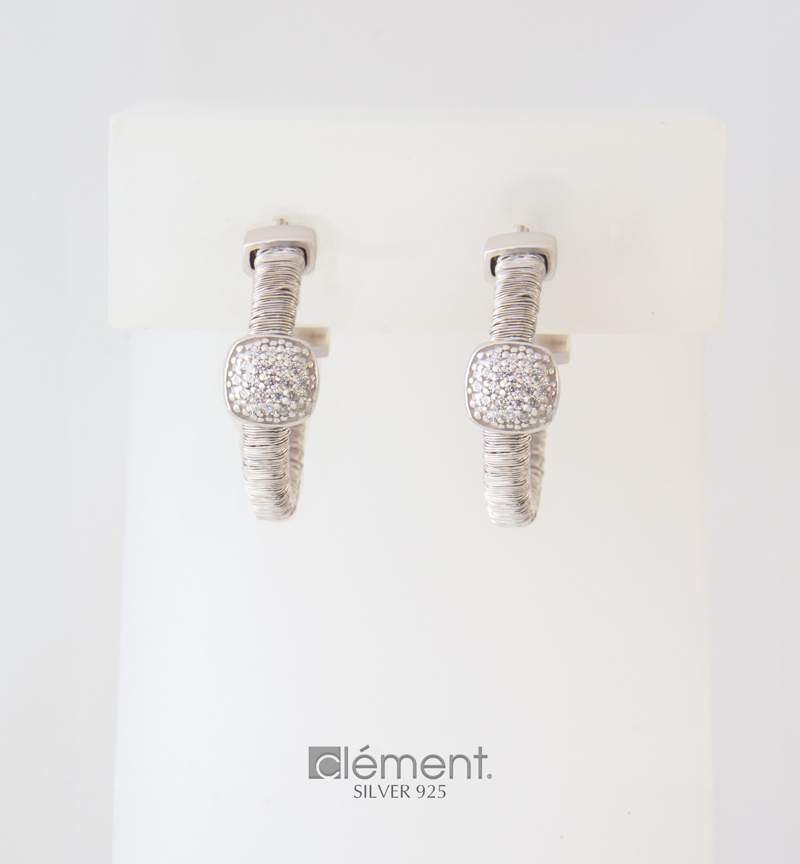 Silver 925 Hoop Earrings with CZ Stones