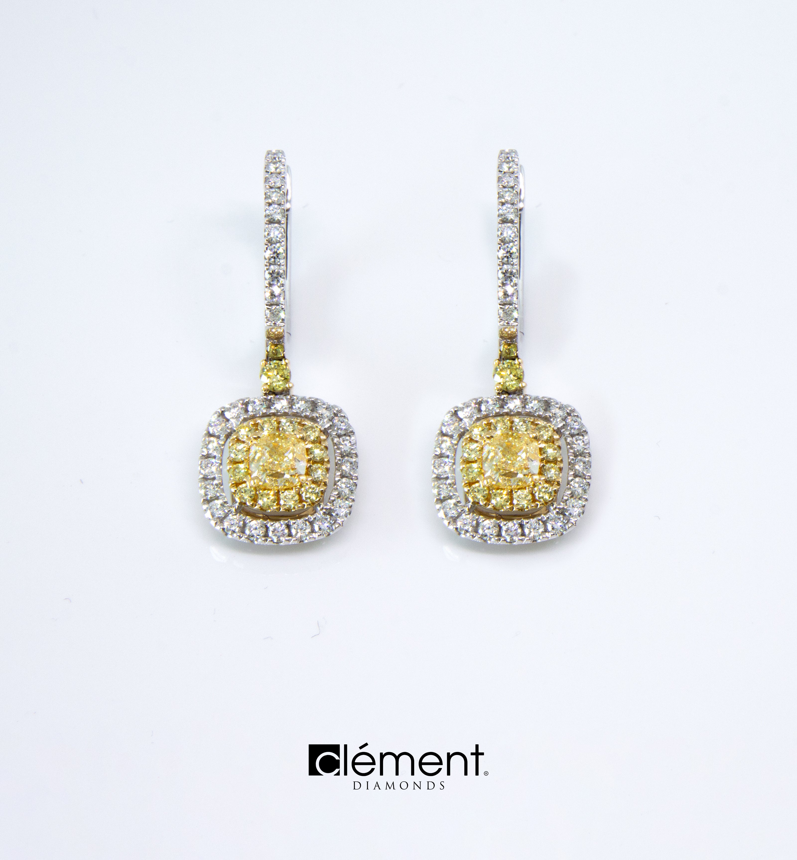 18ct Gold Yellow Diamond Earrings