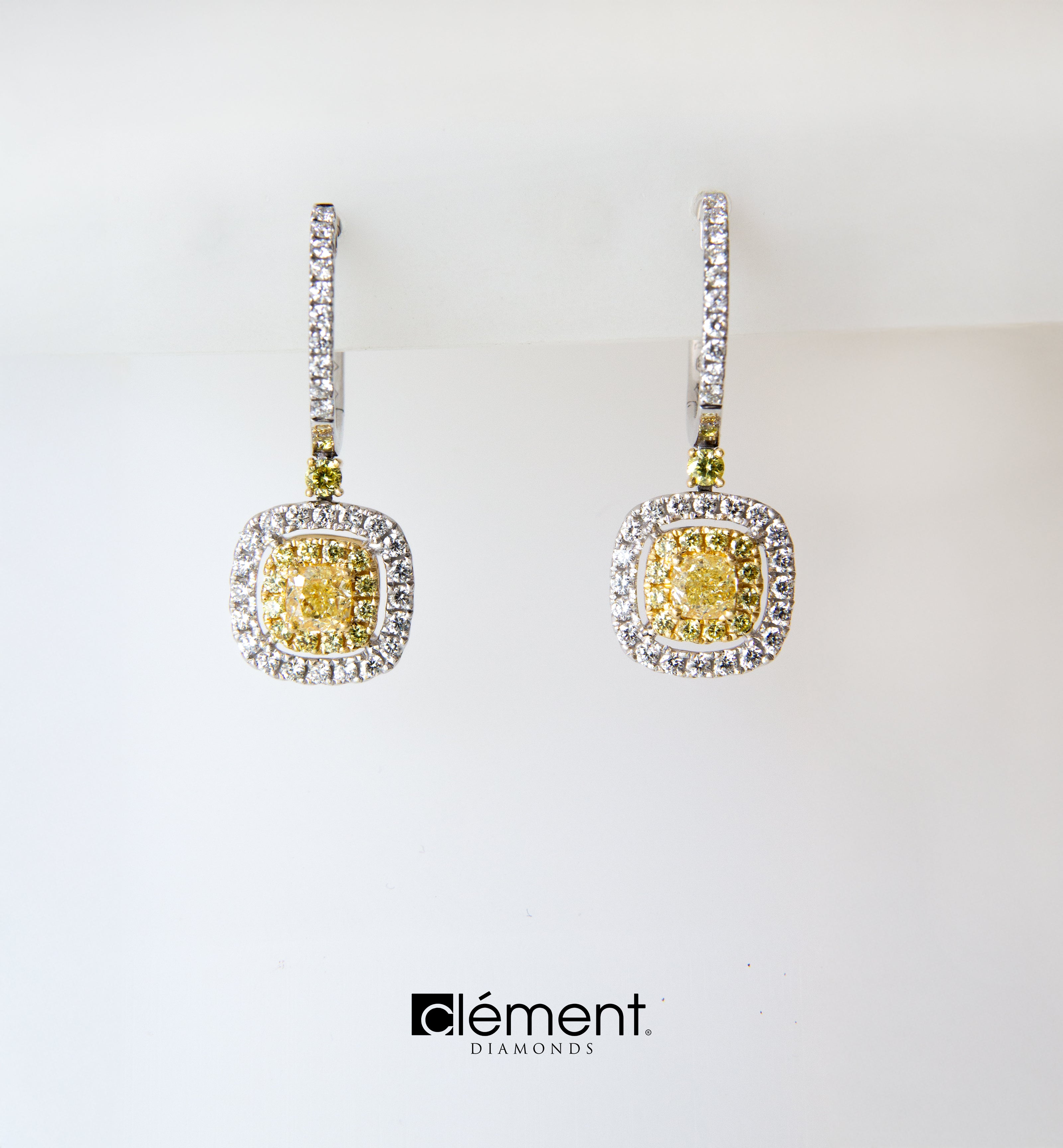 18ct Gold Yellow Diamond Earrings