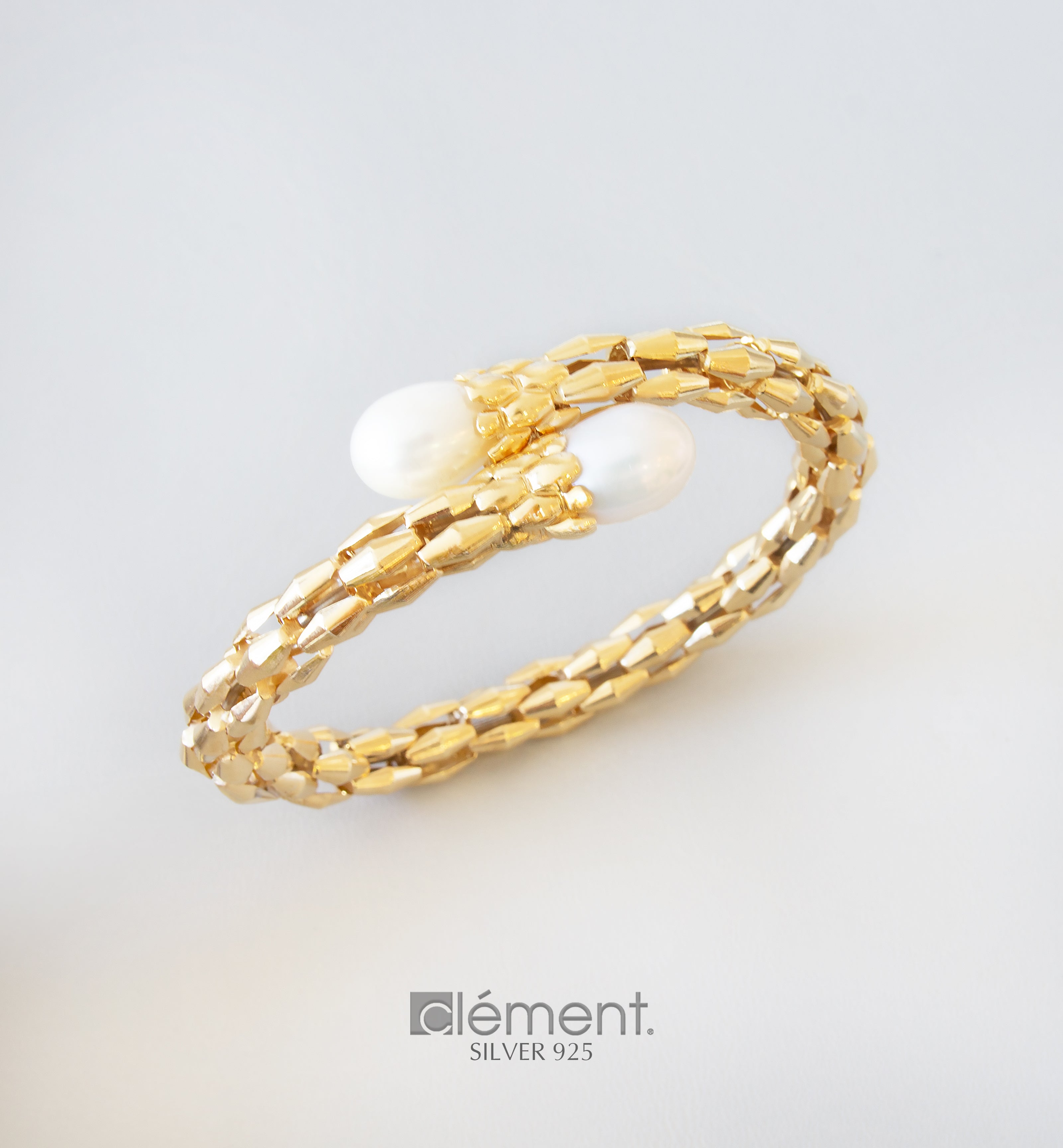 Silver 925 Design Bangle With Pearls