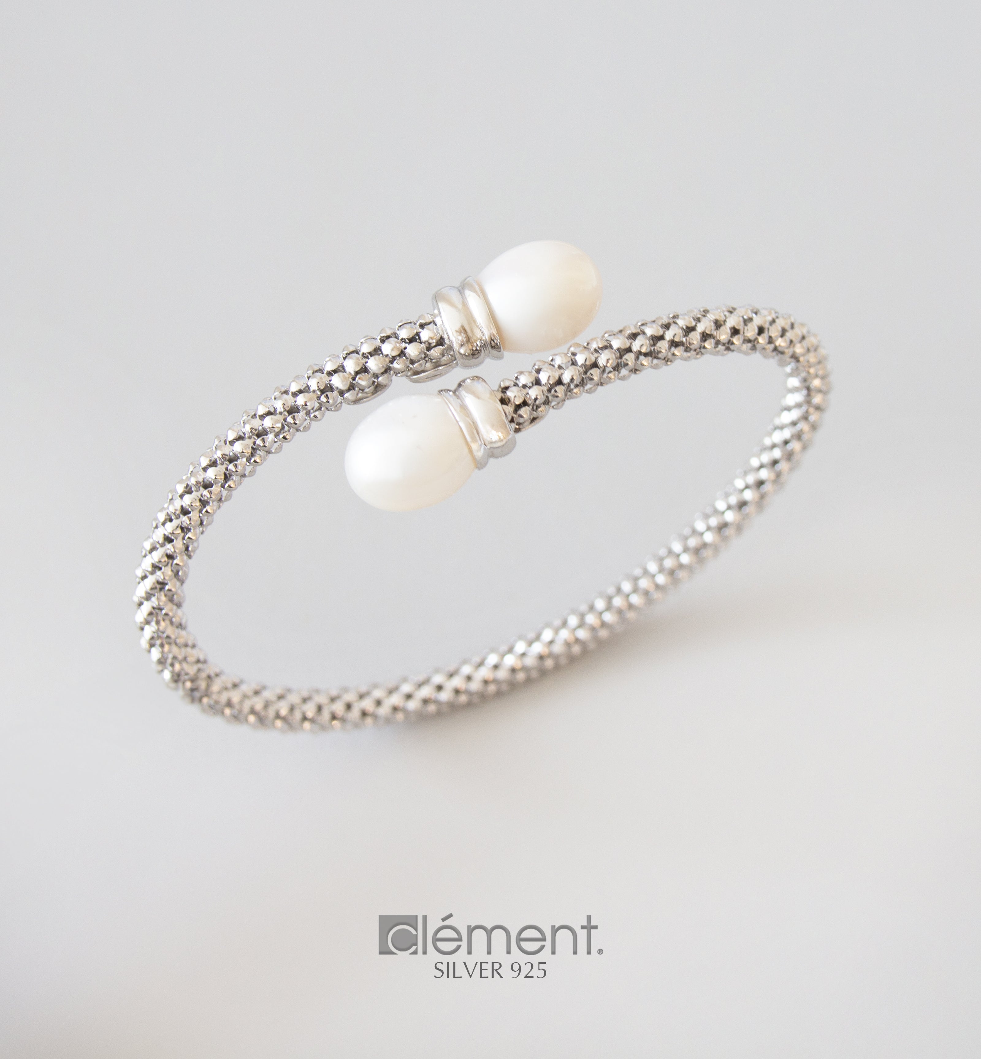 Silver 925 Design Bangle with Pearls