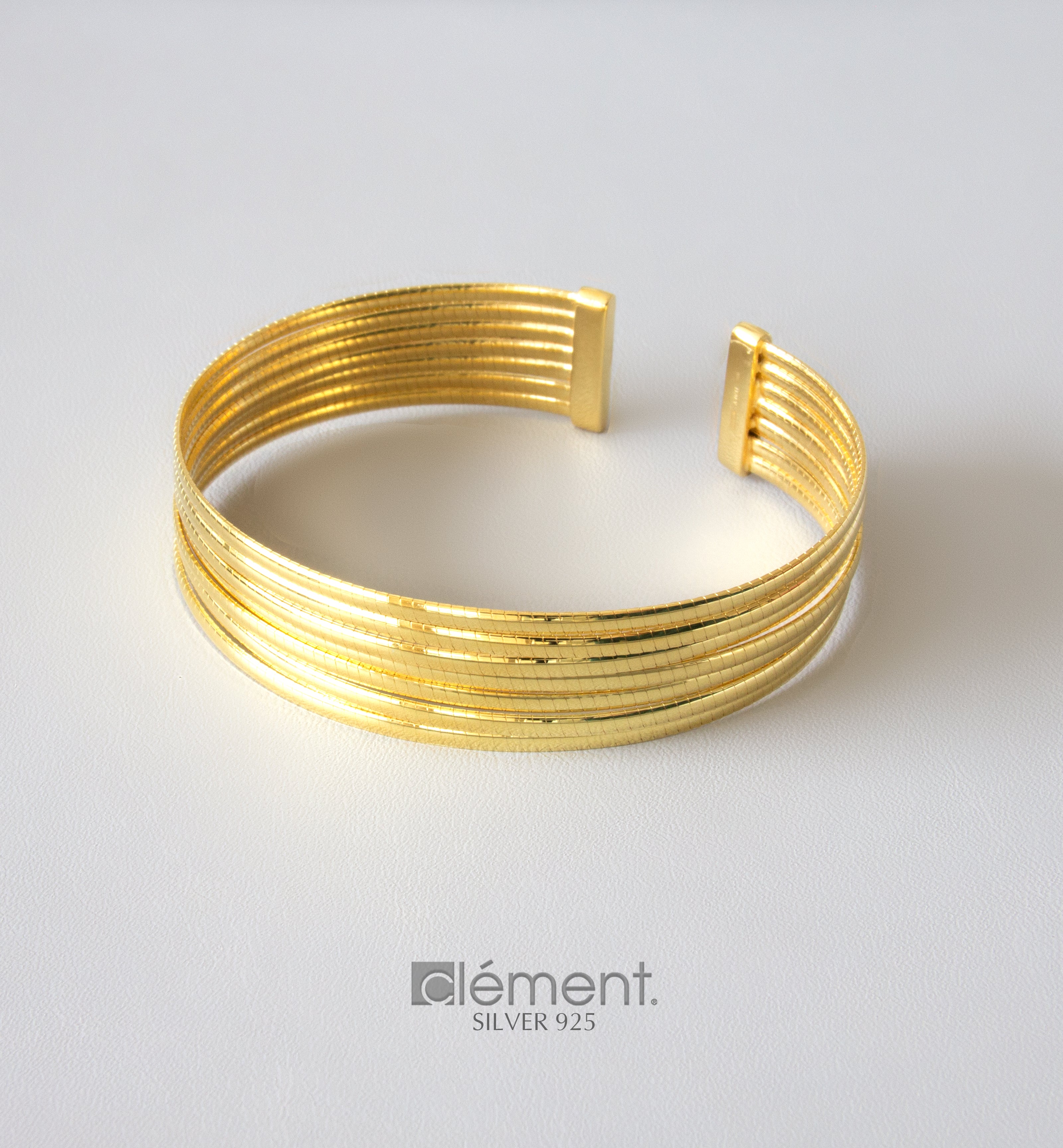Silver 925 Yellow Gold Played Bangle