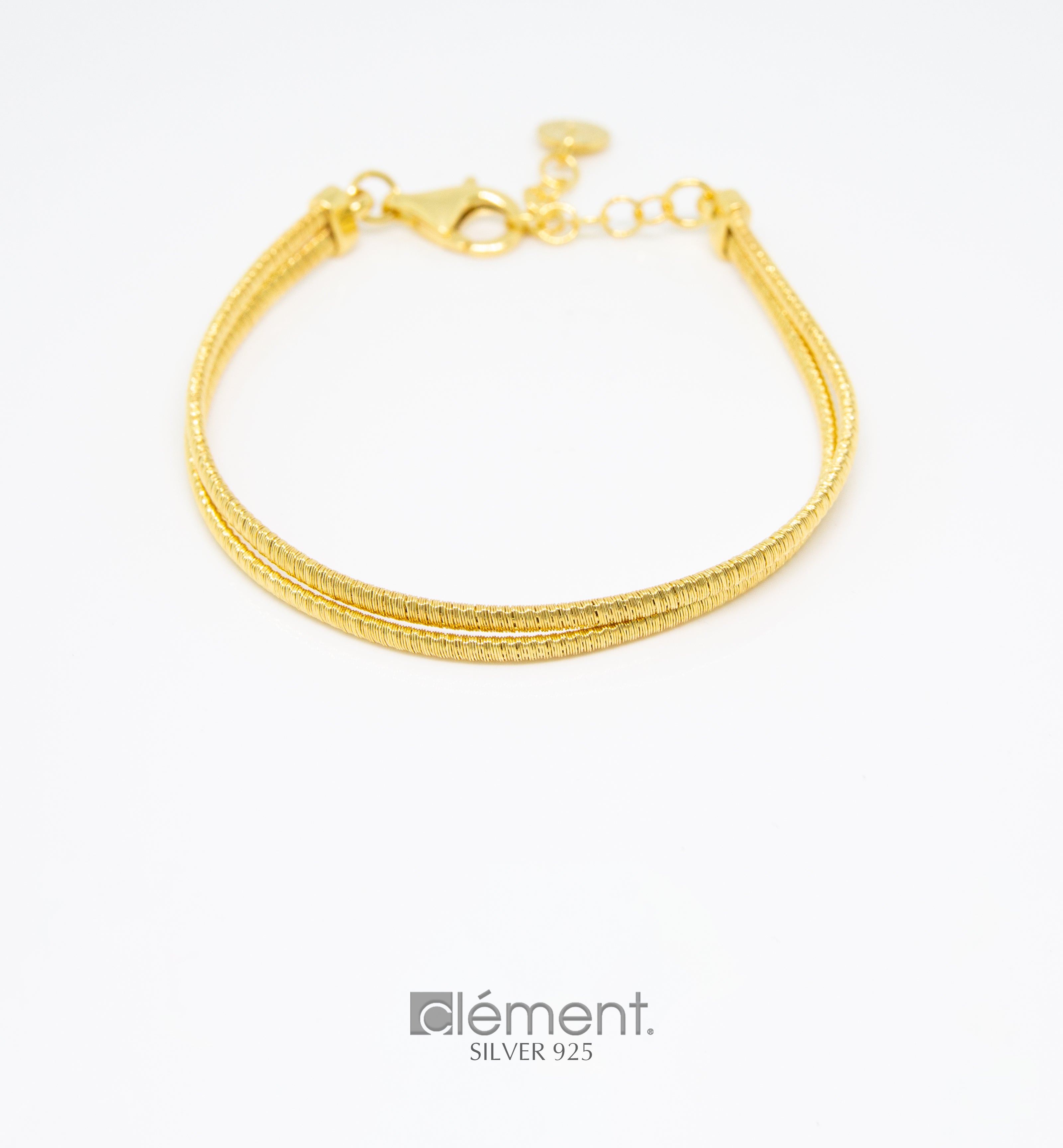 Silver 925 Yellow Gold Plated Double Bracelet