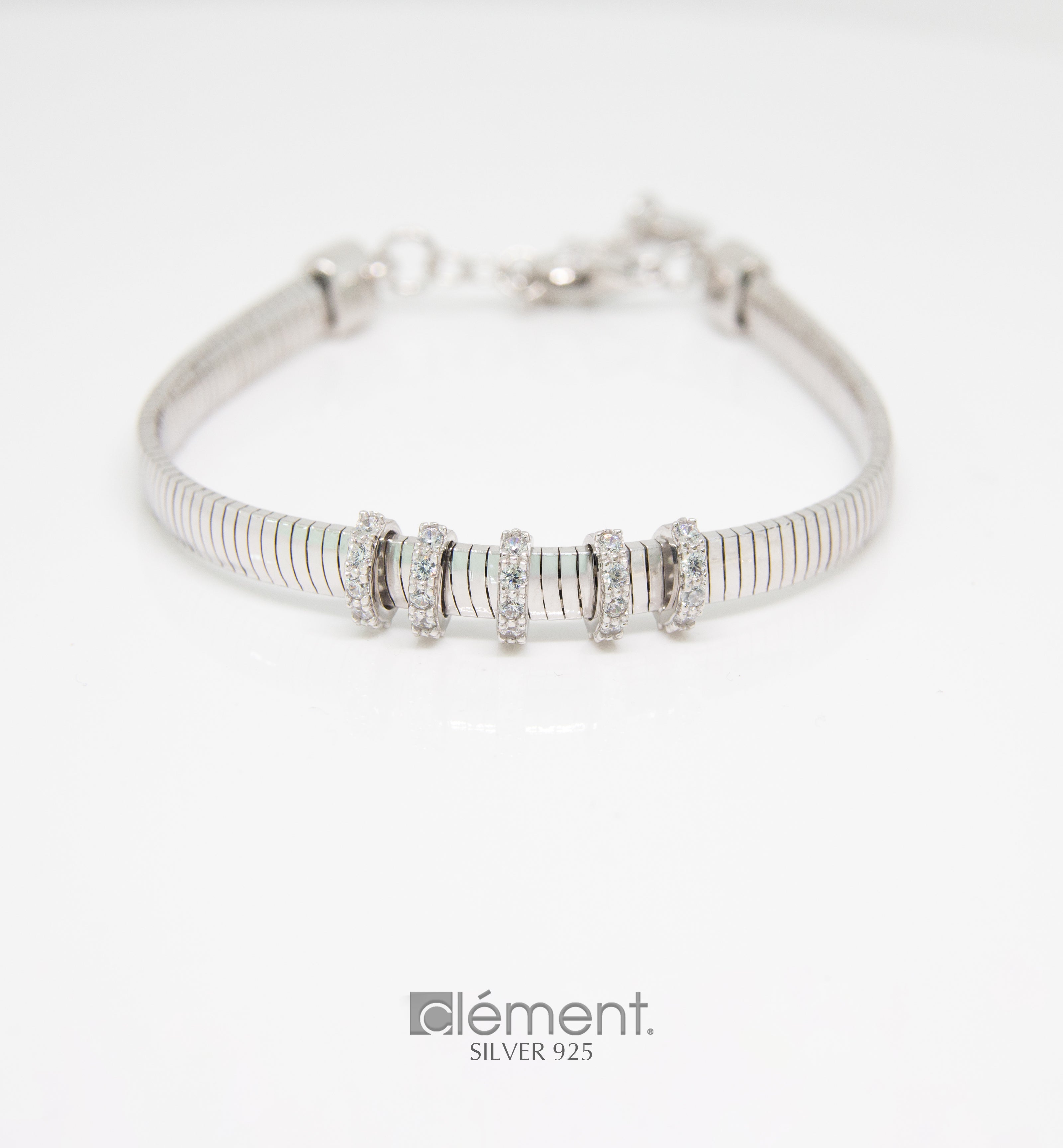 Silver 925 Designed Bracelet with Cubic Zirconia Stones