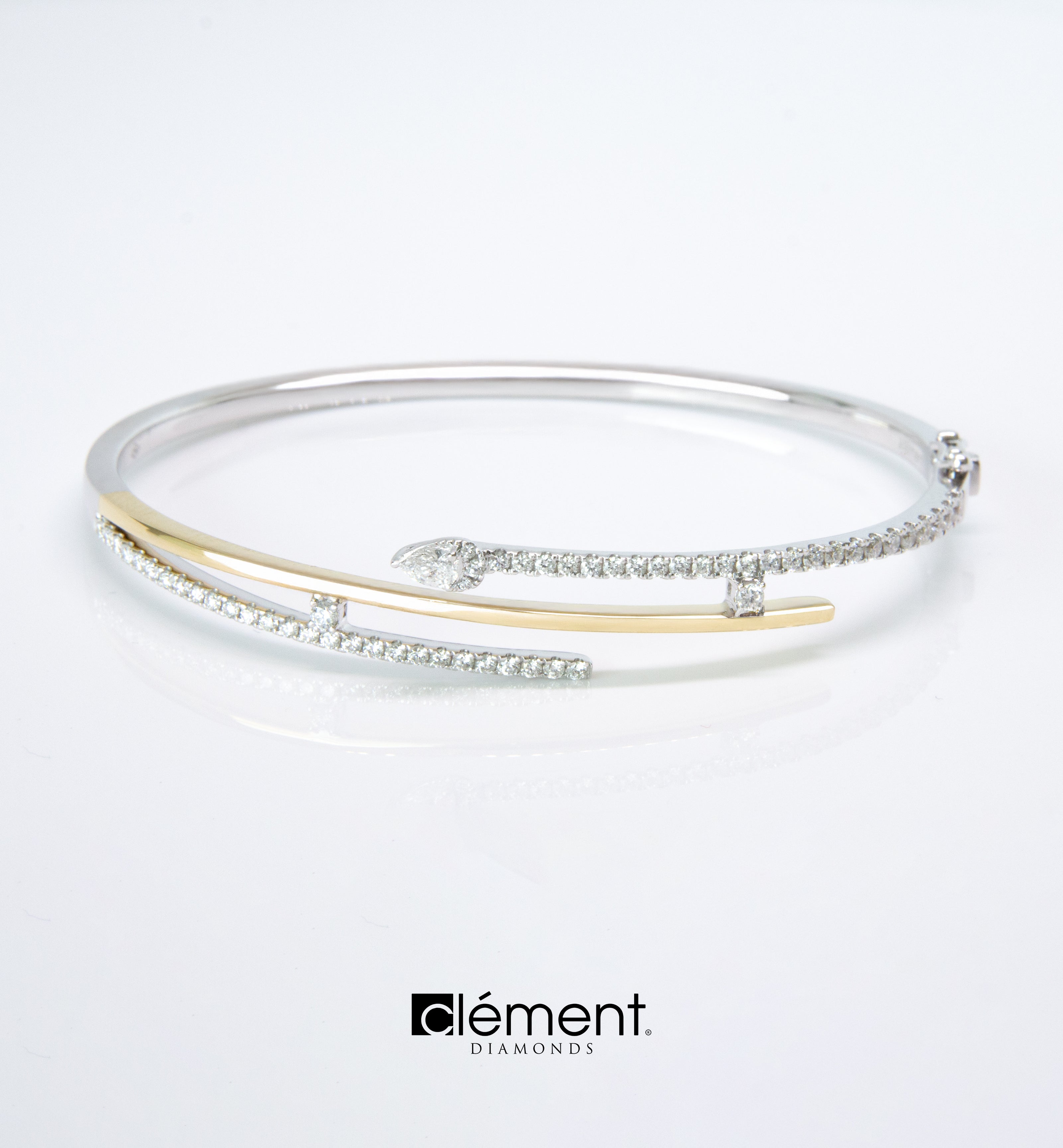18ct Gold Two-Tone Diamond Bangle