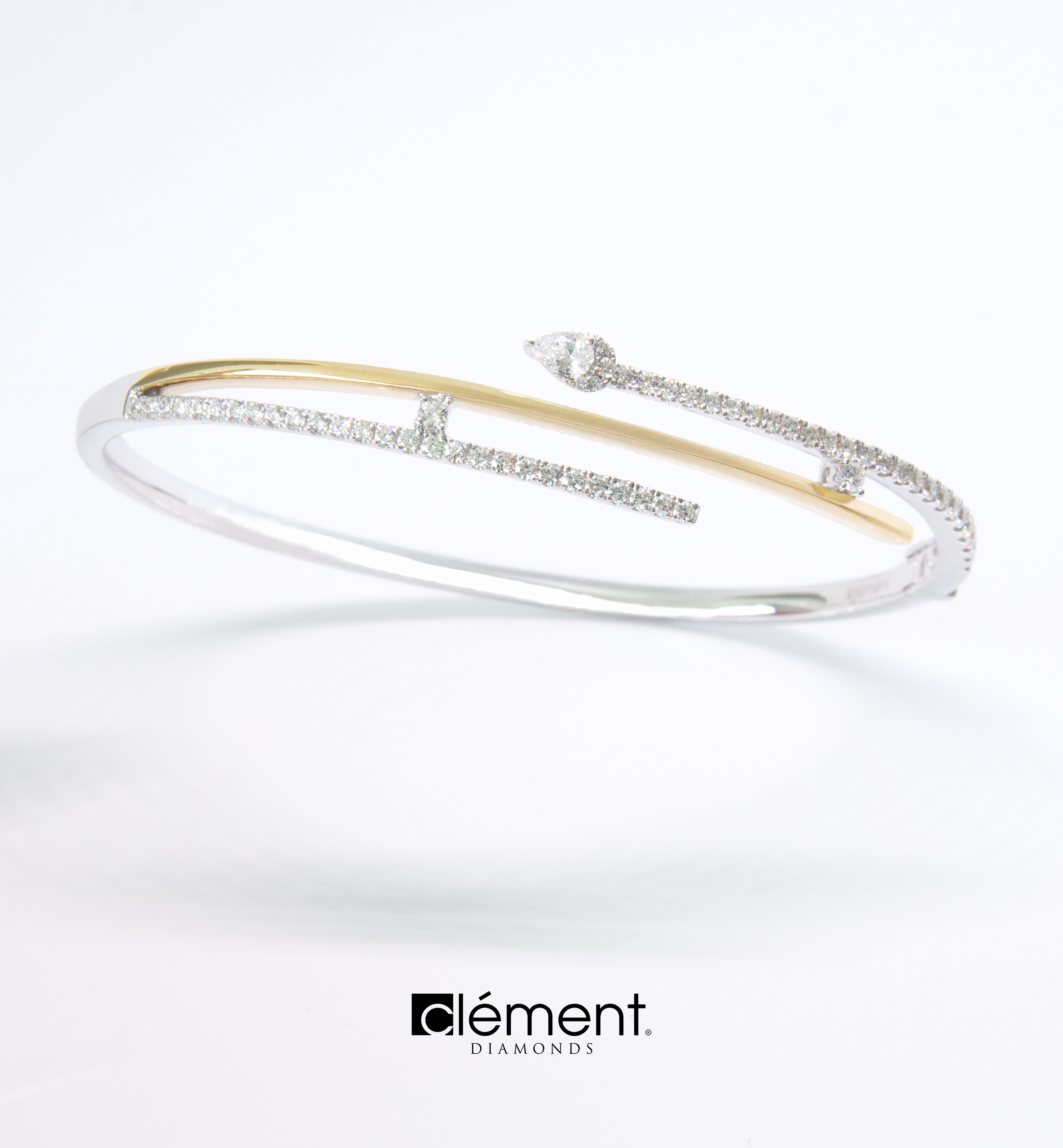 18ct Gold Two-Tone Diamond Bangle