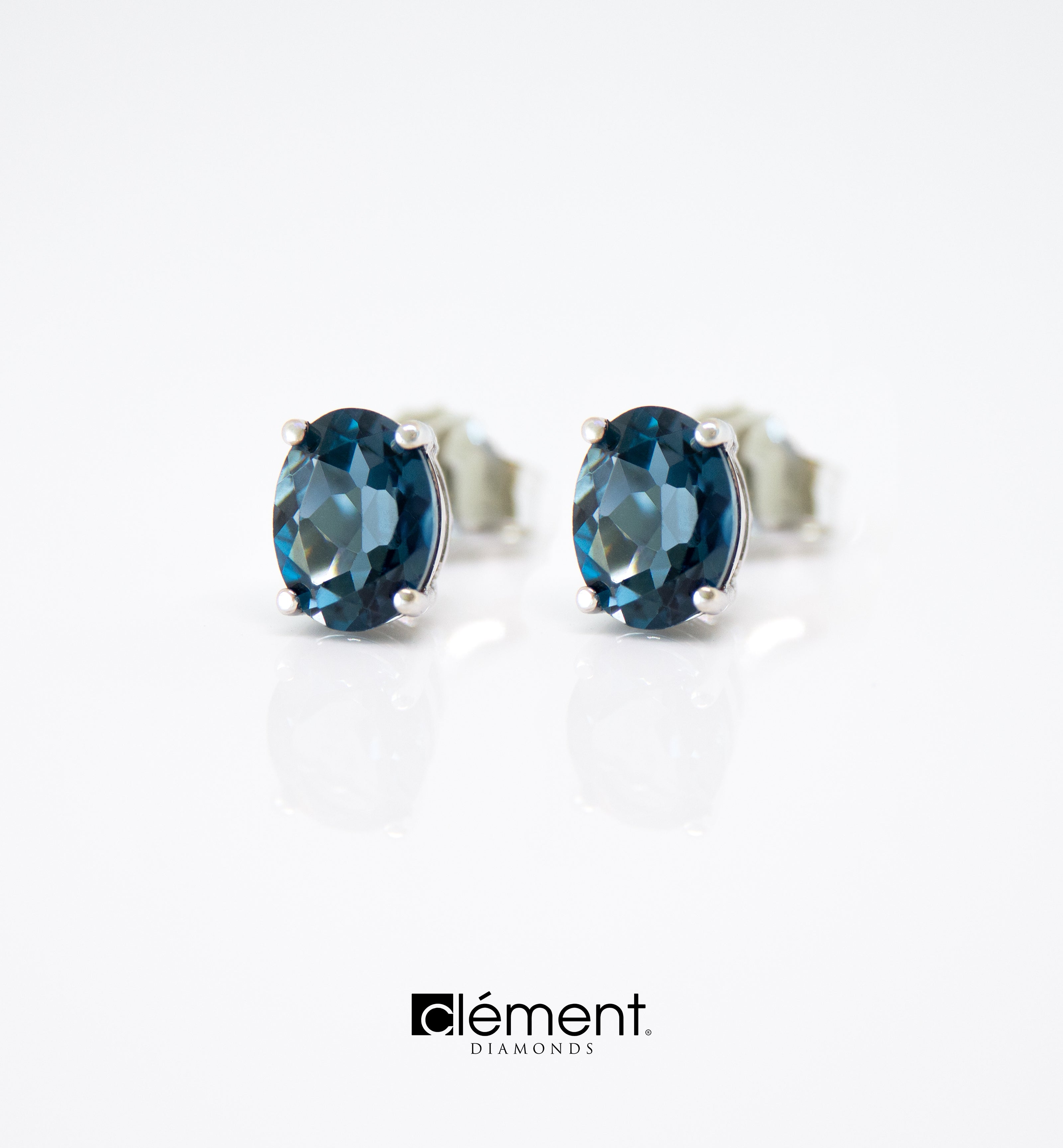 18ct White Gold London Blue Topaz Earrings
