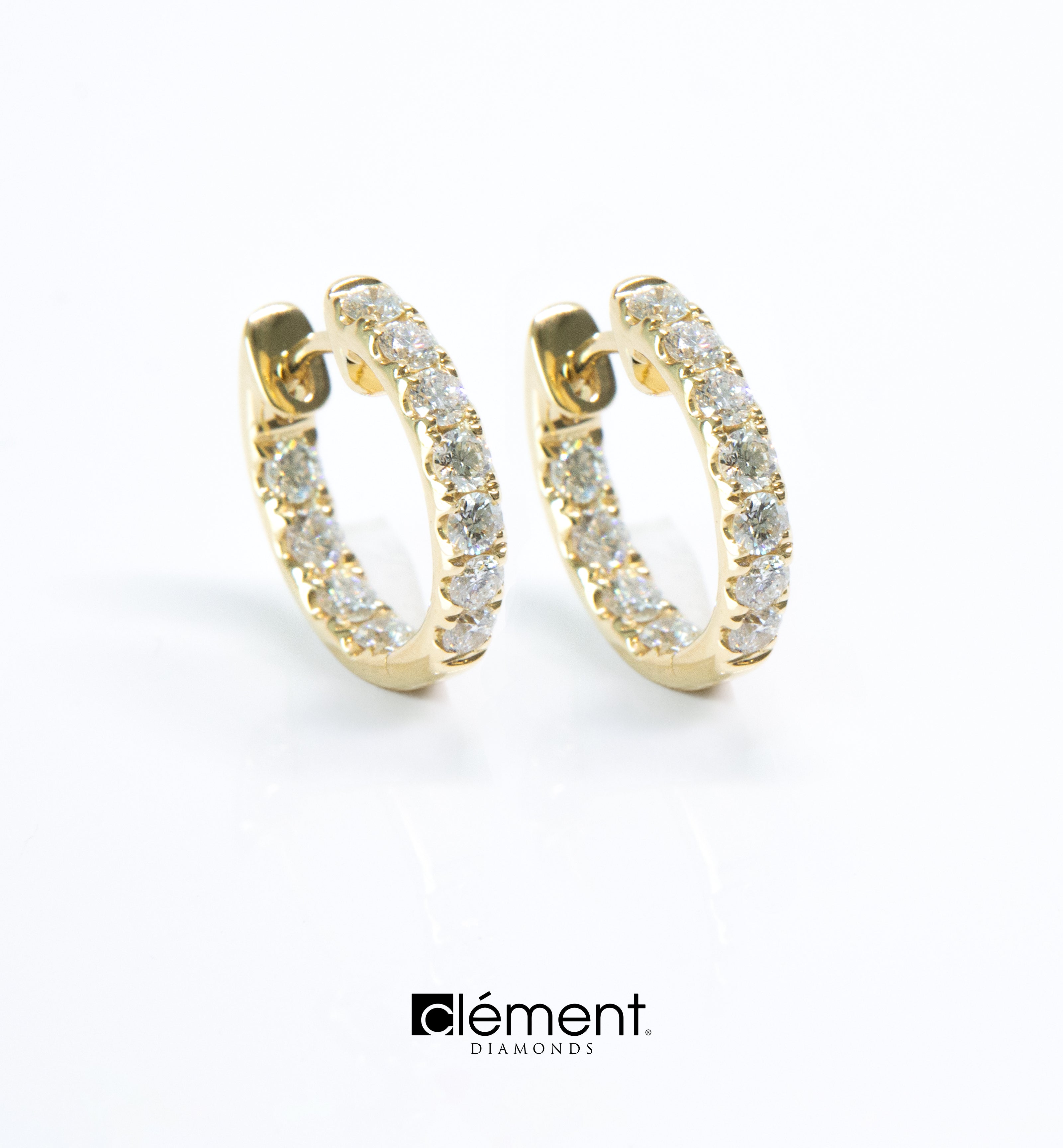 18ct Yellow Gold Diamond Hoop Earrings