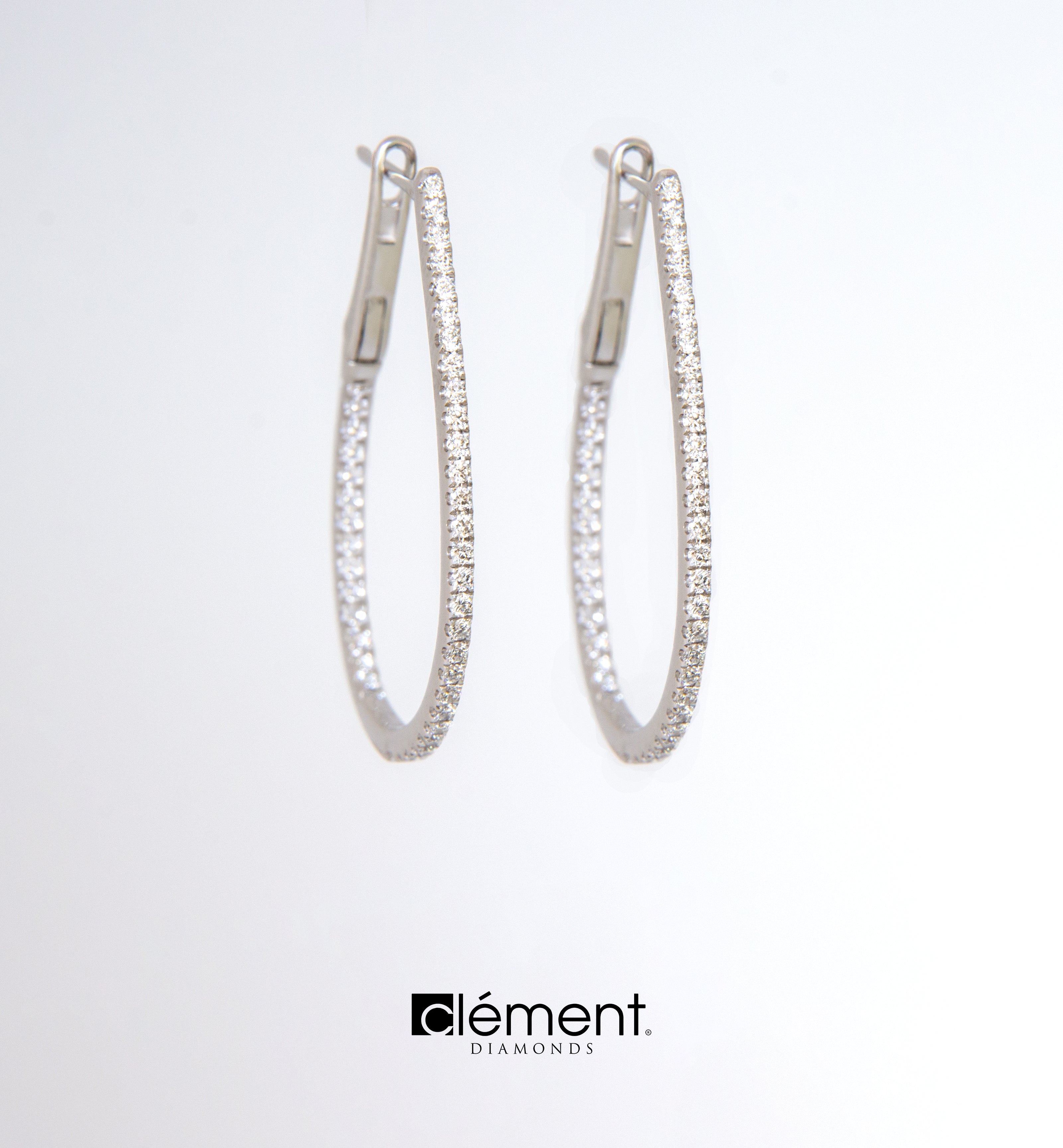 18ct White Gold Diamond Hoop Earrings