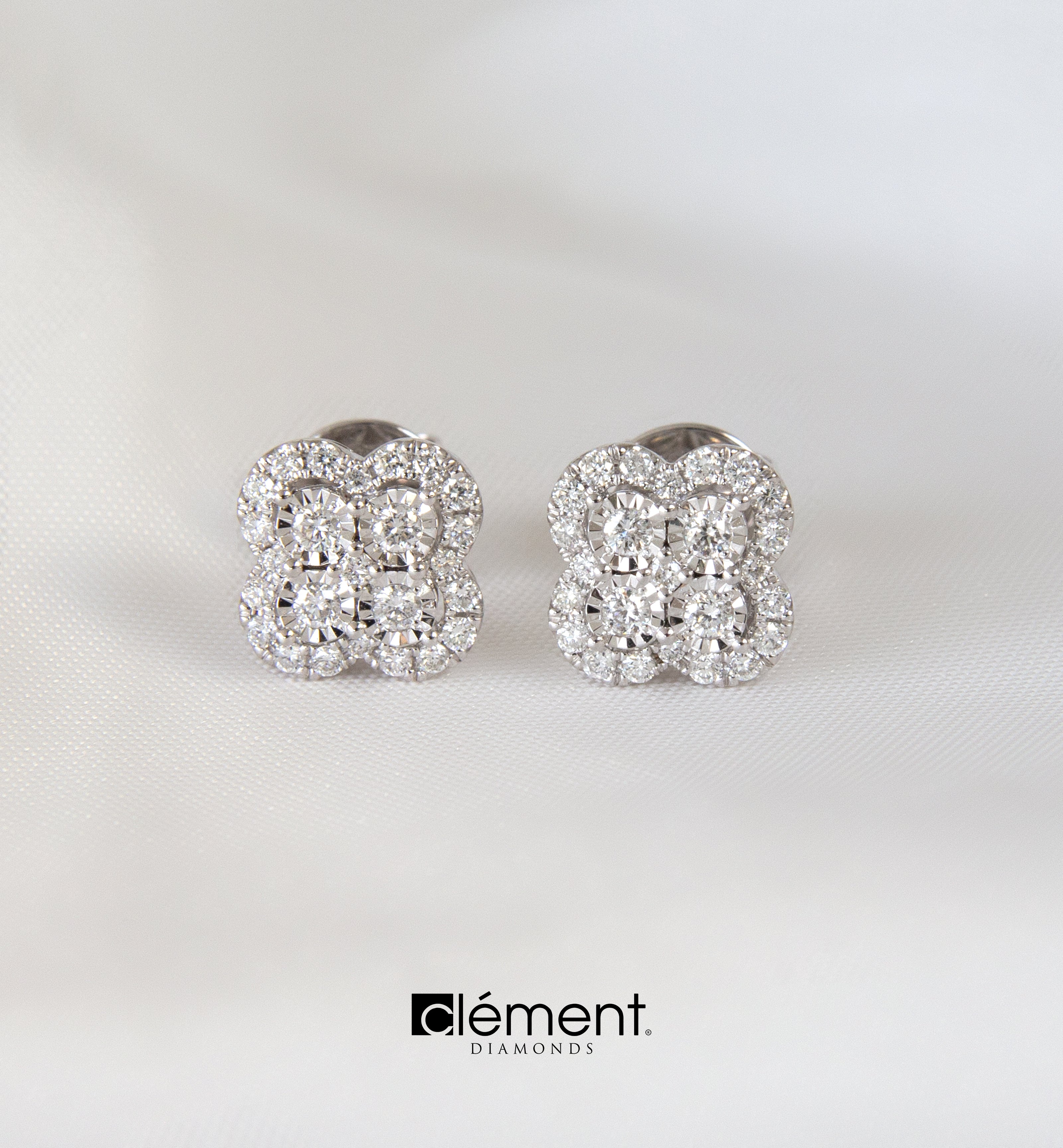 18ct White Gold Natural Diamond Earrings