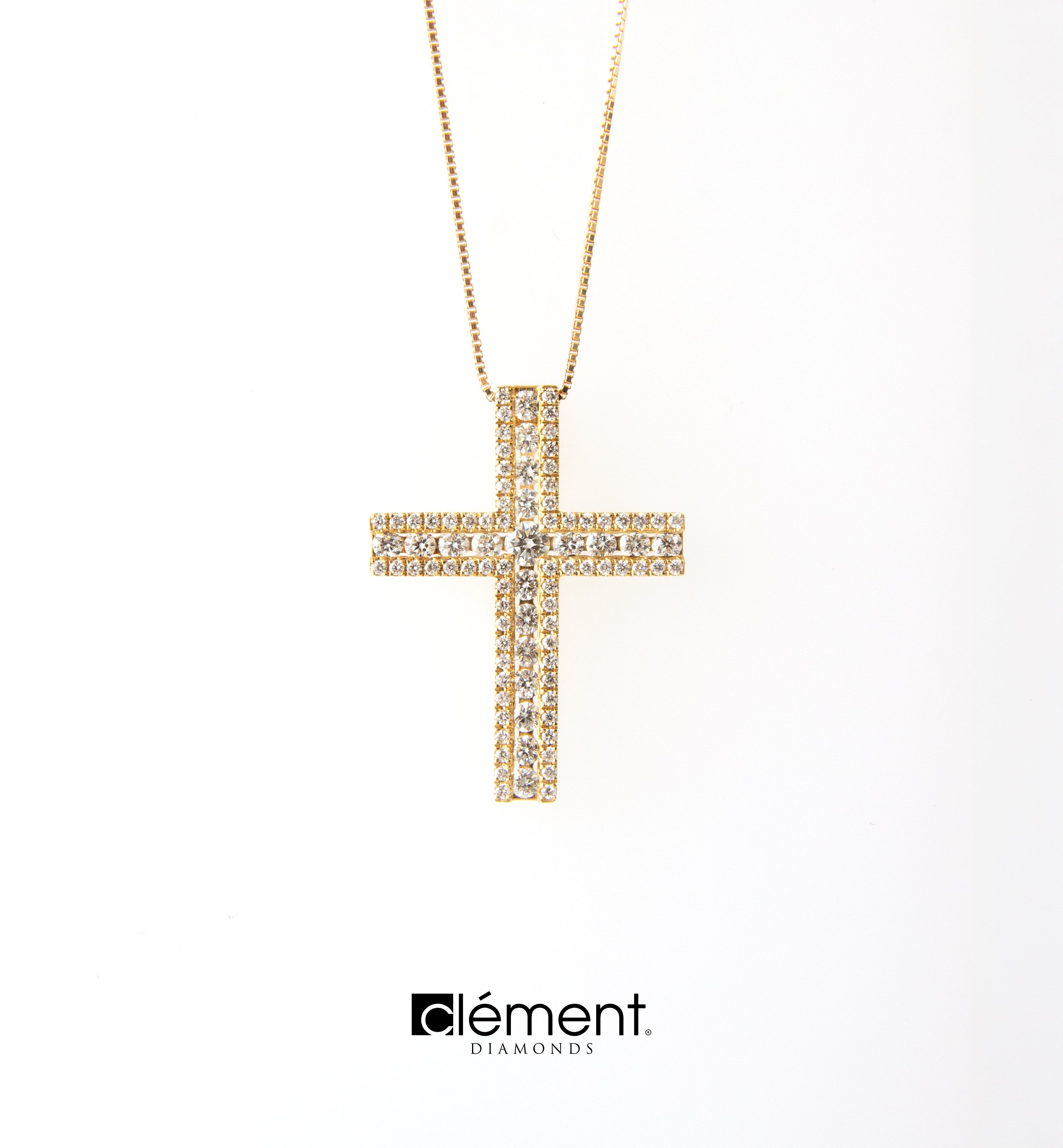 18ct Yellow Gold Natural Diamond Cross Pendant