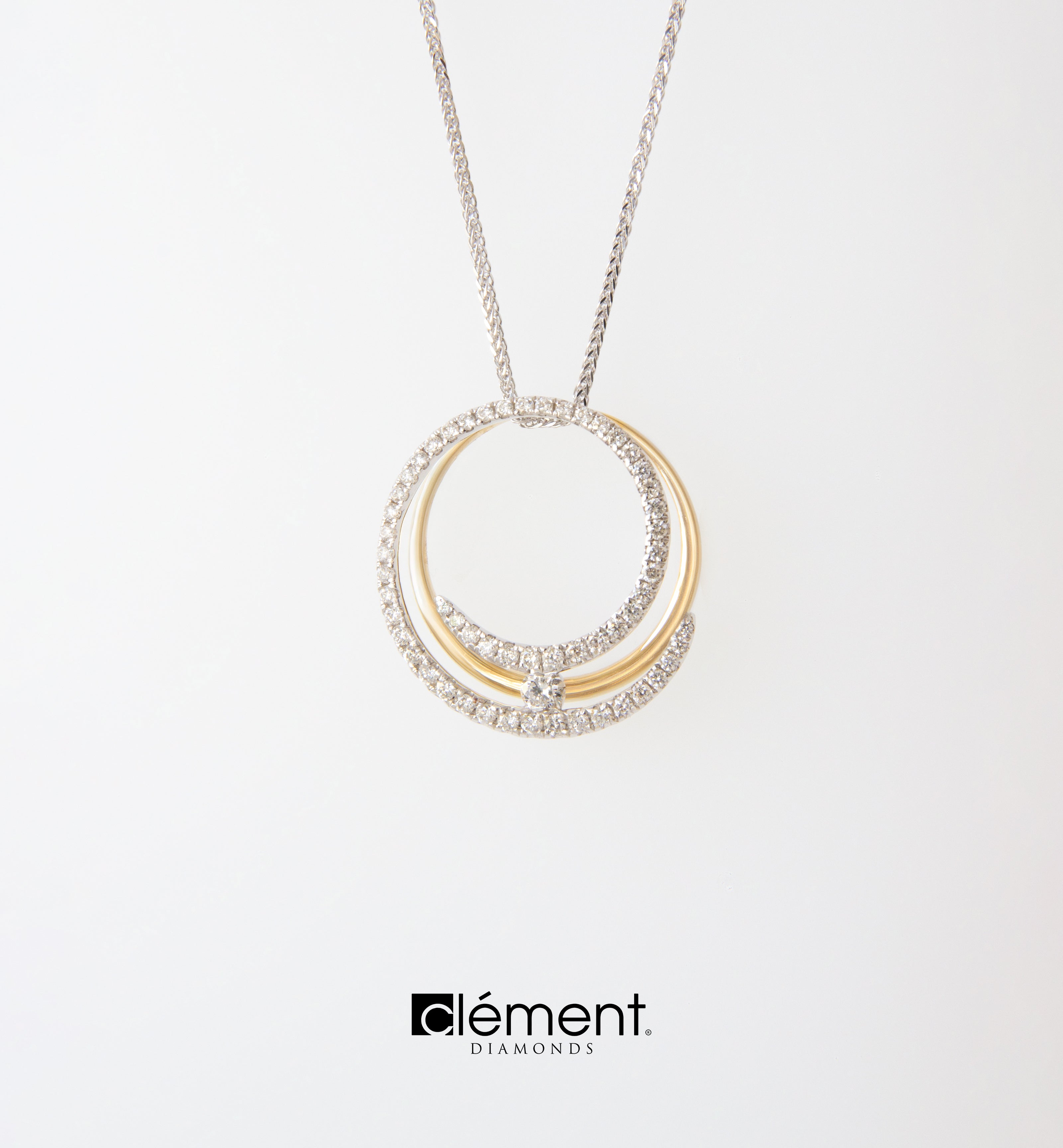 18ct Gold Two-Tone Diamond Pendant