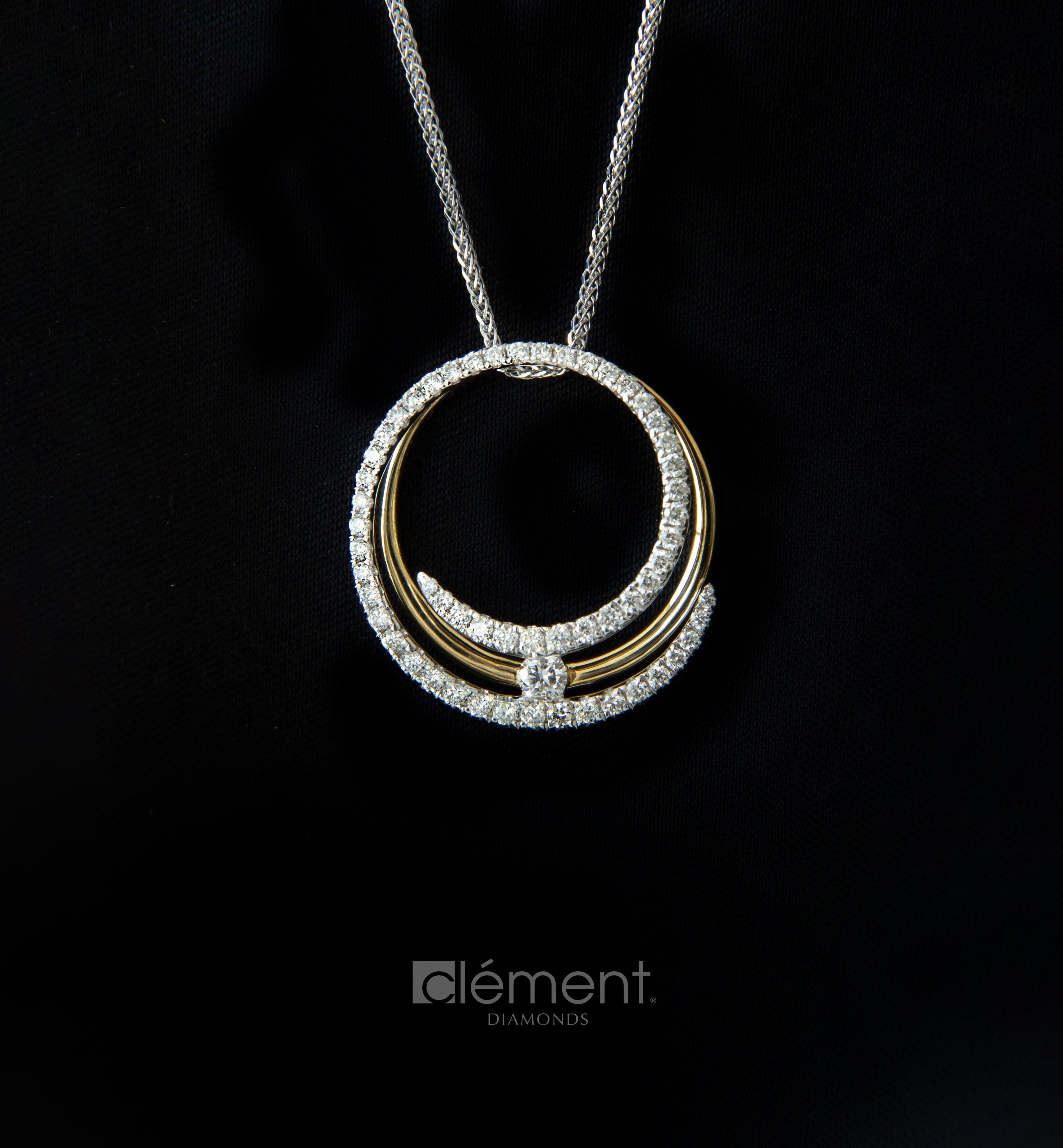 18ct Gold Two-Tone Diamond Pendant