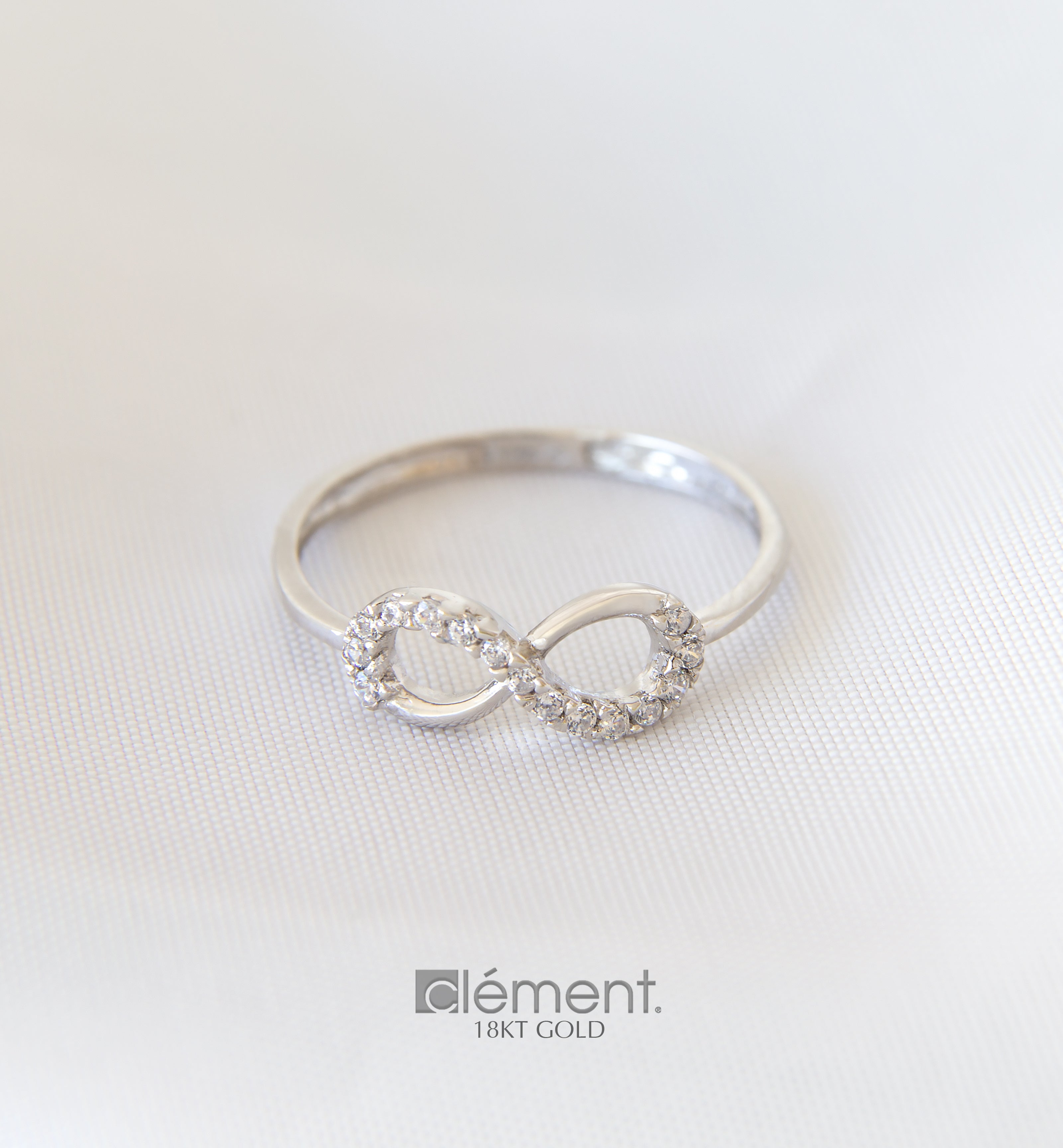 18ct Gold Infinity Ring with CZ Stones