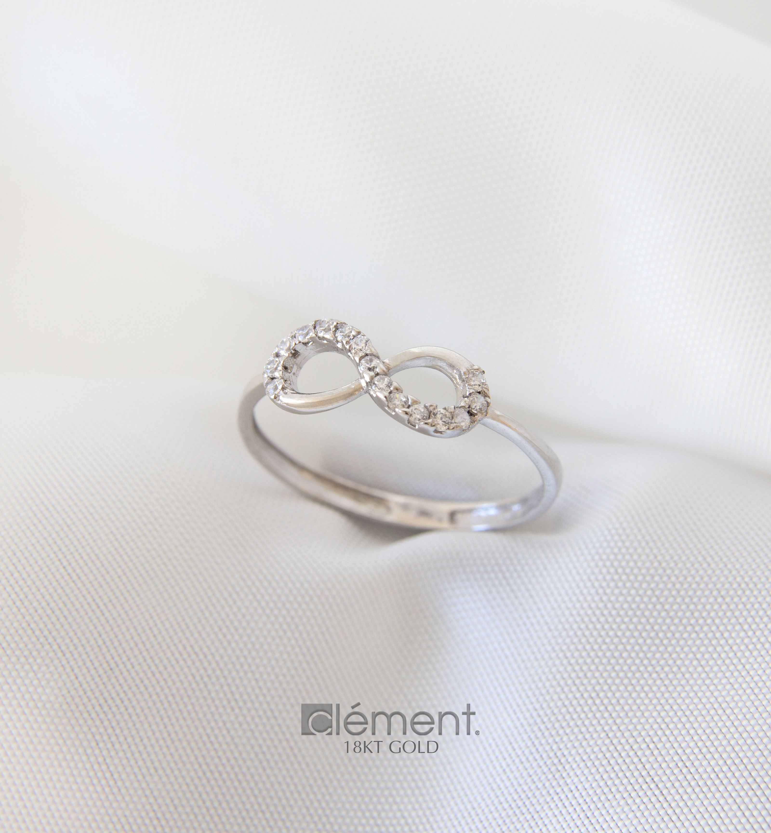 18ct Gold Infinity Ring with CZ Stones