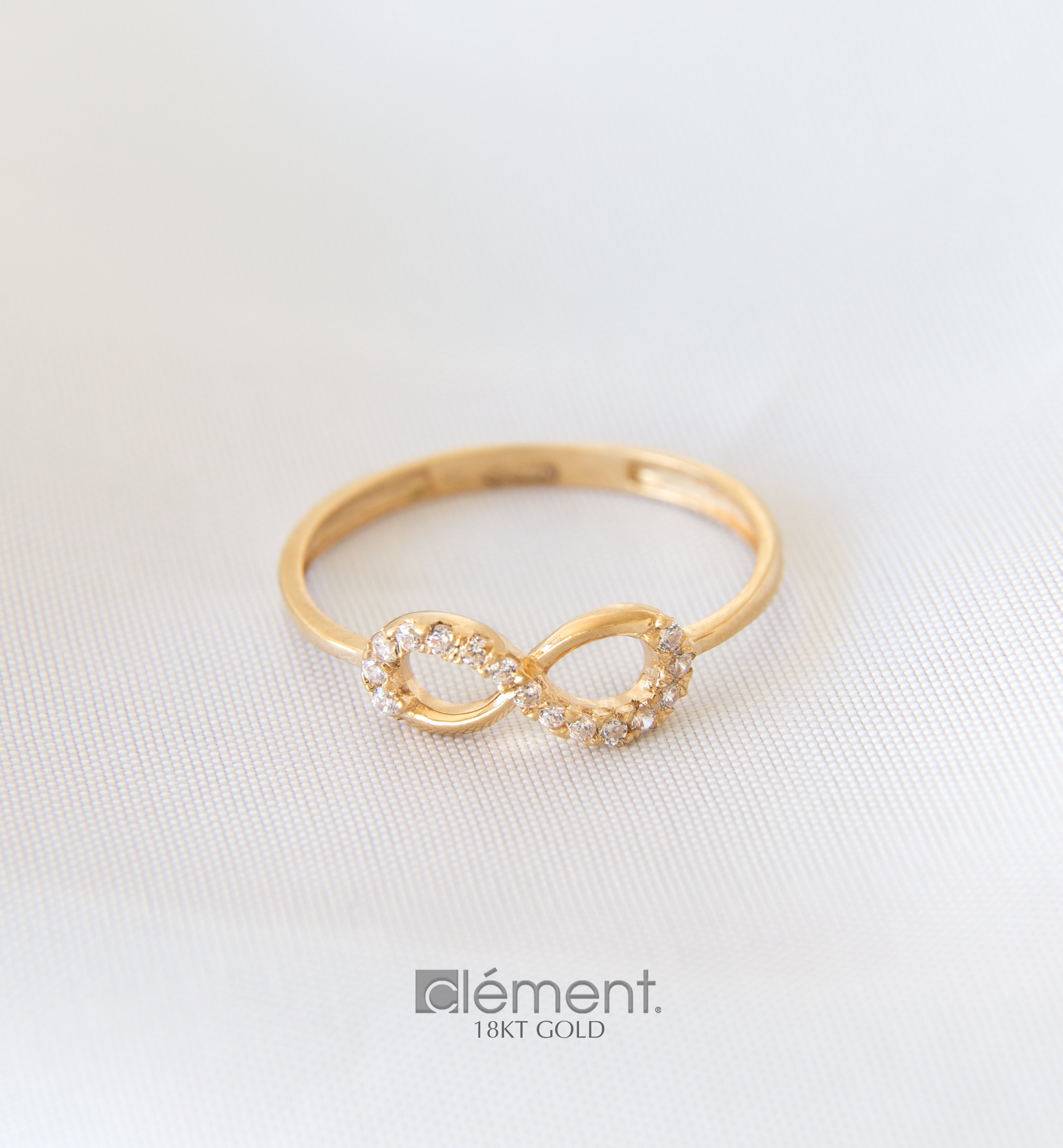 18ct Gold Infinity Ring with CZ Stones